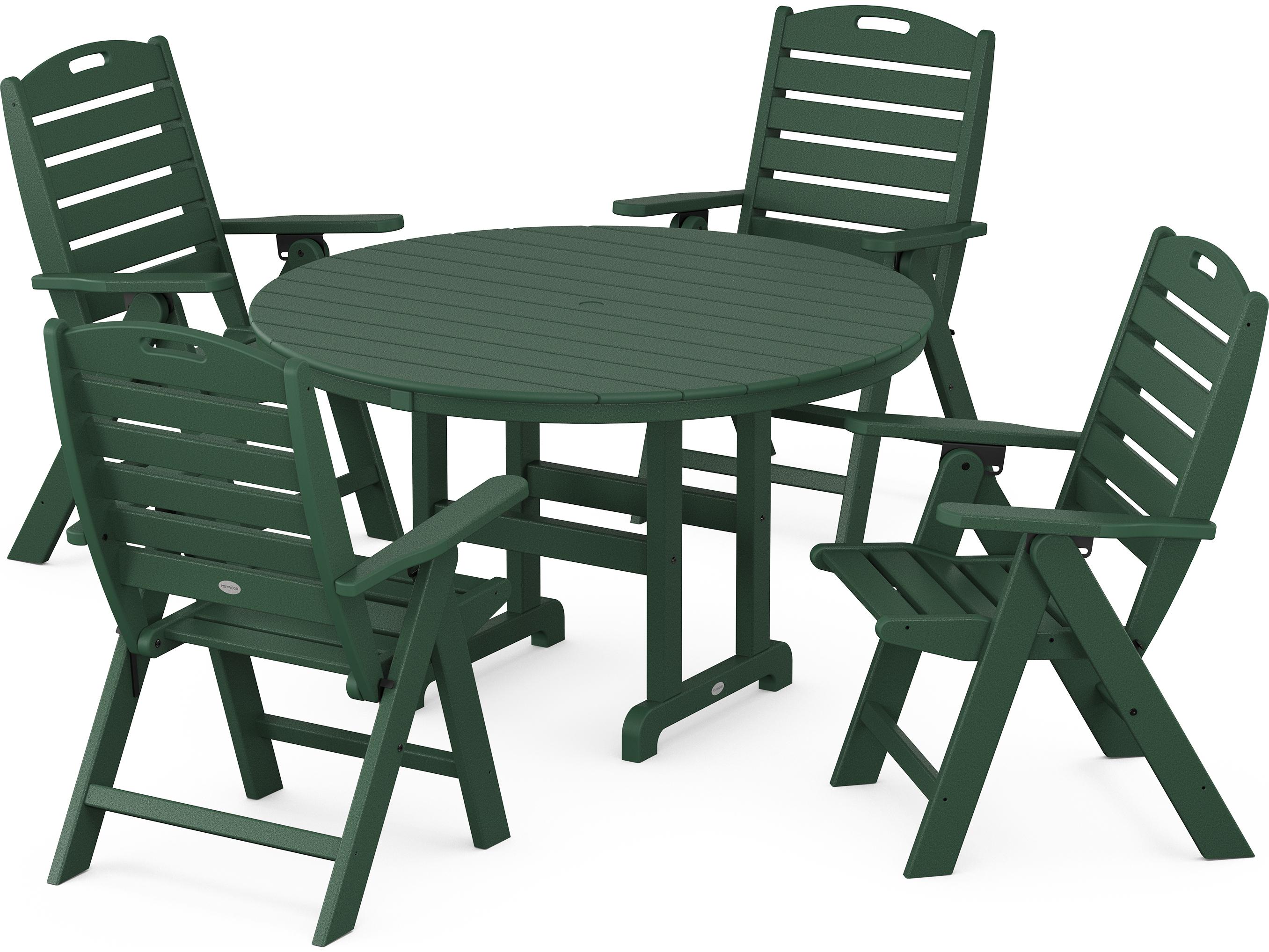 POLYWOOD® Nautical Recycled Plastic 5 Piece Outdoor Patio Dining Set