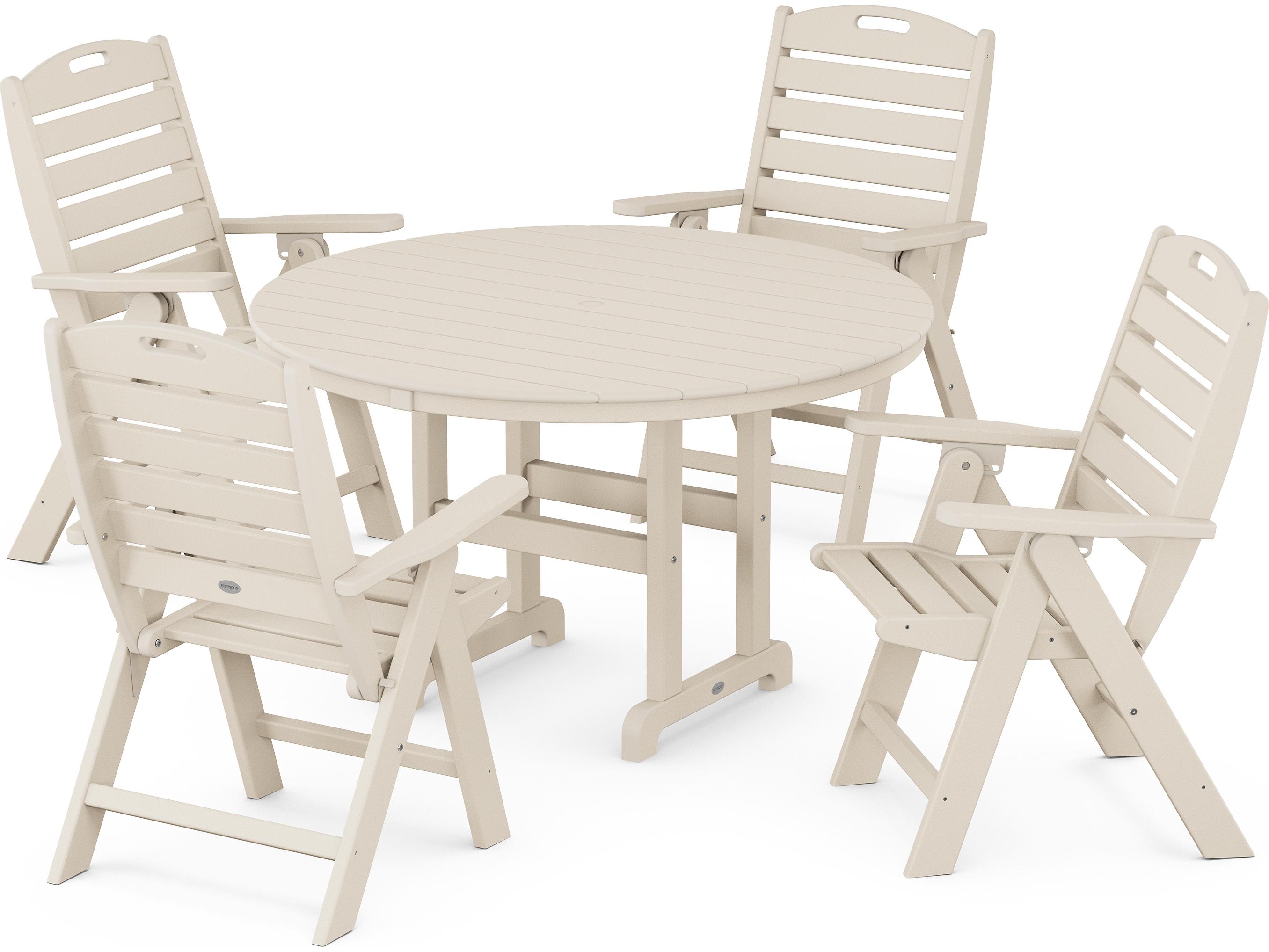 POLYWOOD® Nautical Recycled Plastic 5 Piece Outdoor Patio Dining Set