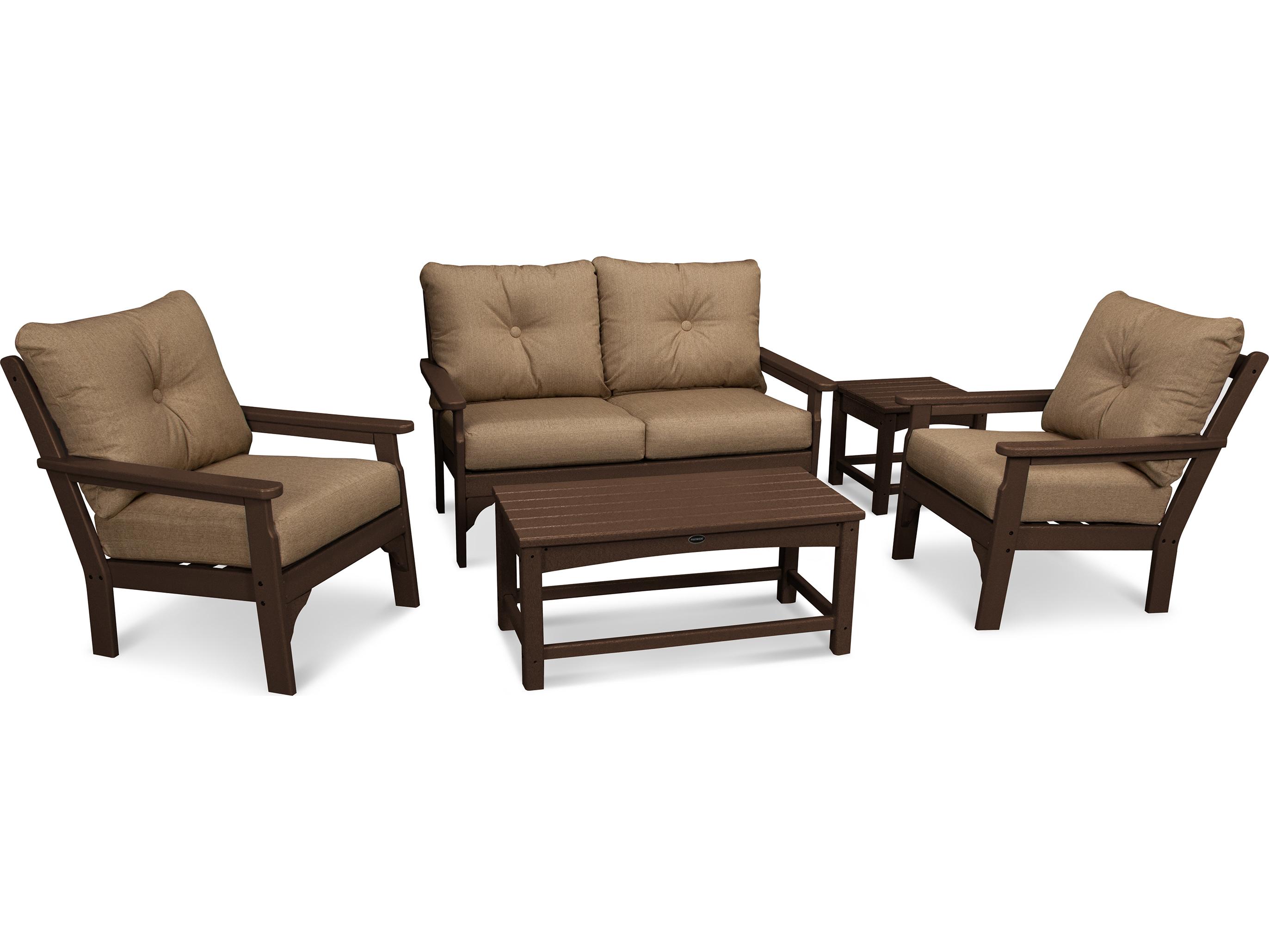 POLYWOOD® Vineyard Deep Seating Recycled Plastic 5 Piece Outdoor Patio Lounge Set