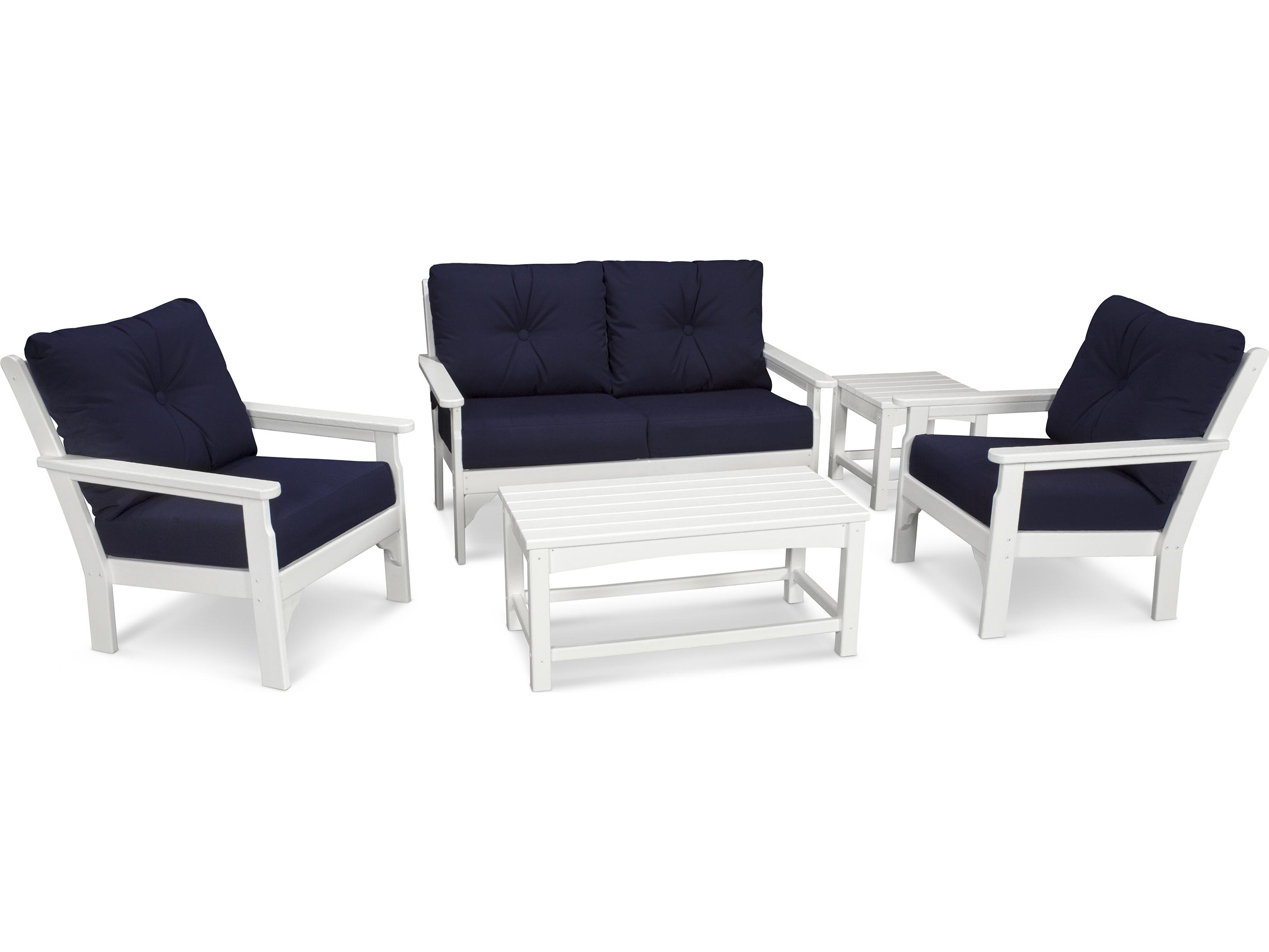 POLYWOOD® Vineyard Deep Seating Recycled Plastic 5 Piece Outdoor Patio Lounge Set