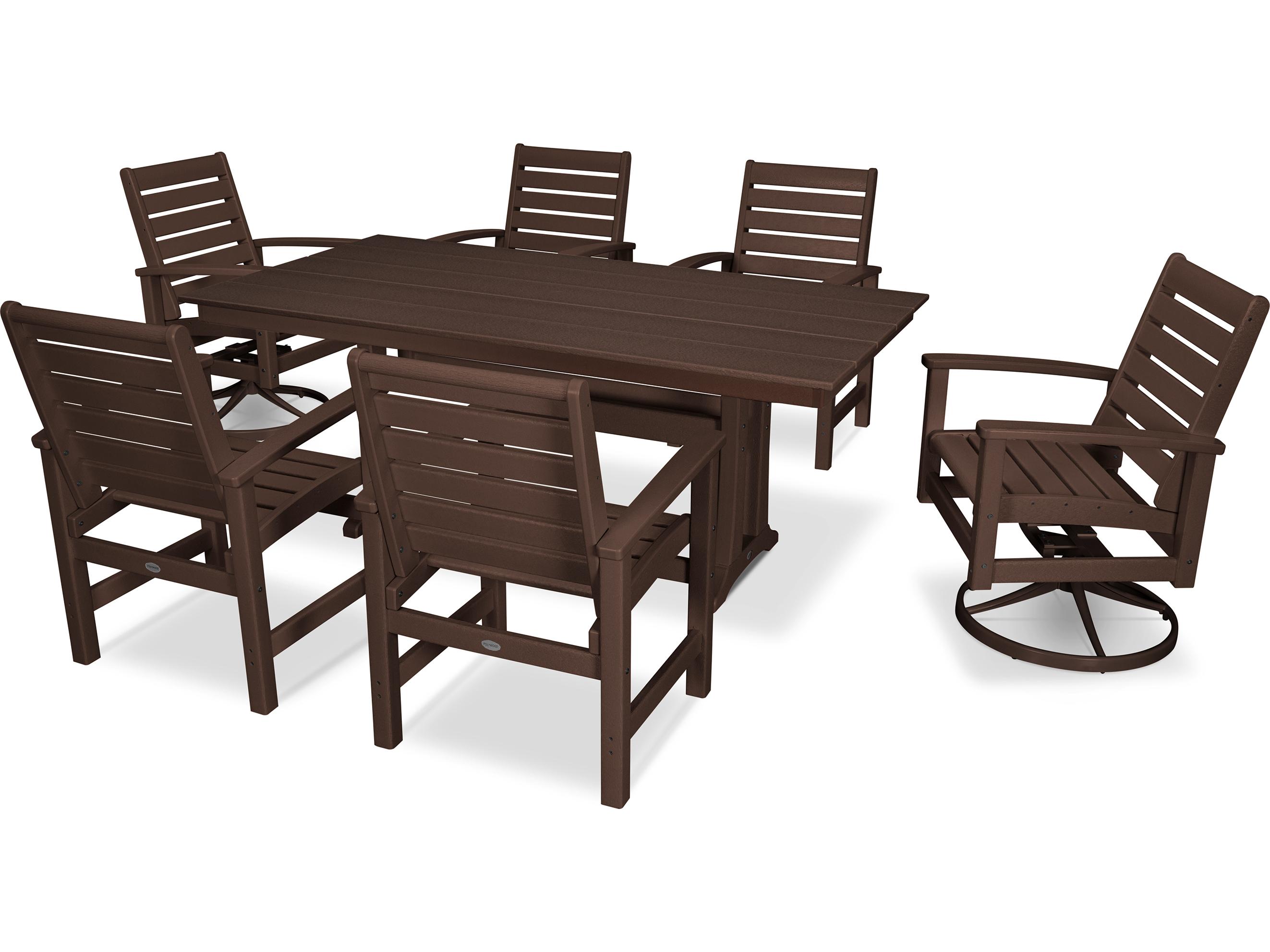 POLYWOOD® Signature Recycled Plastic 7 Piece Outdoor Patio Dining Set