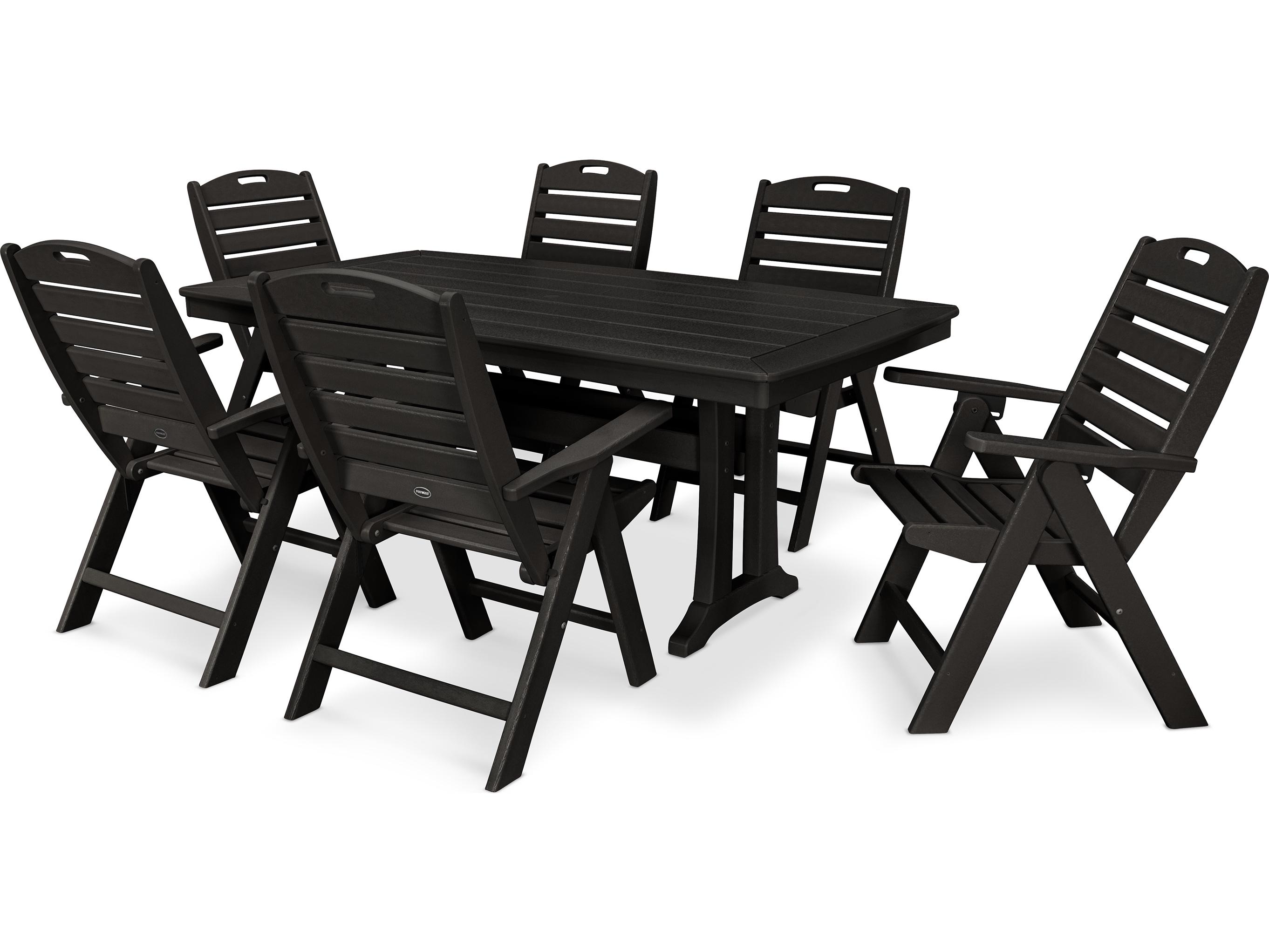POLYWOOD® Nautical Recycled Plastic 7 Piece Outdoor Dining Set