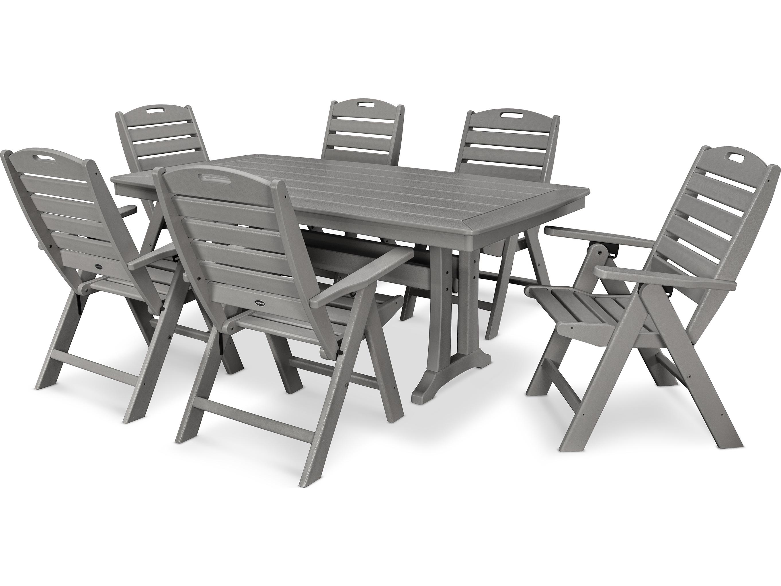 POLYWOOD® Nautical Recycled Plastic 7 Piece Outdoor Dining Set