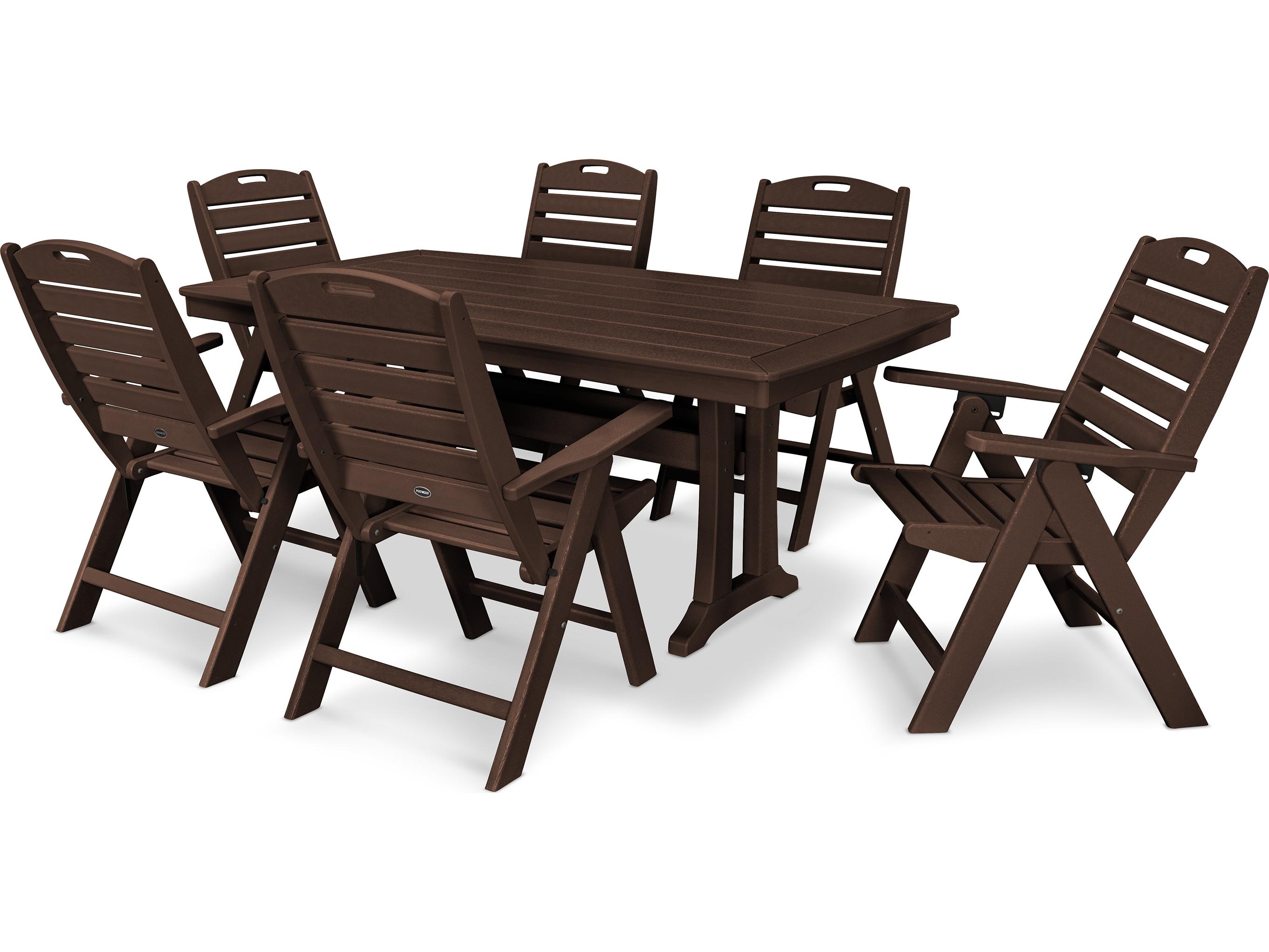 POLYWOOD® Nautical Recycled Plastic 7 Piece Outdoor Dining Set