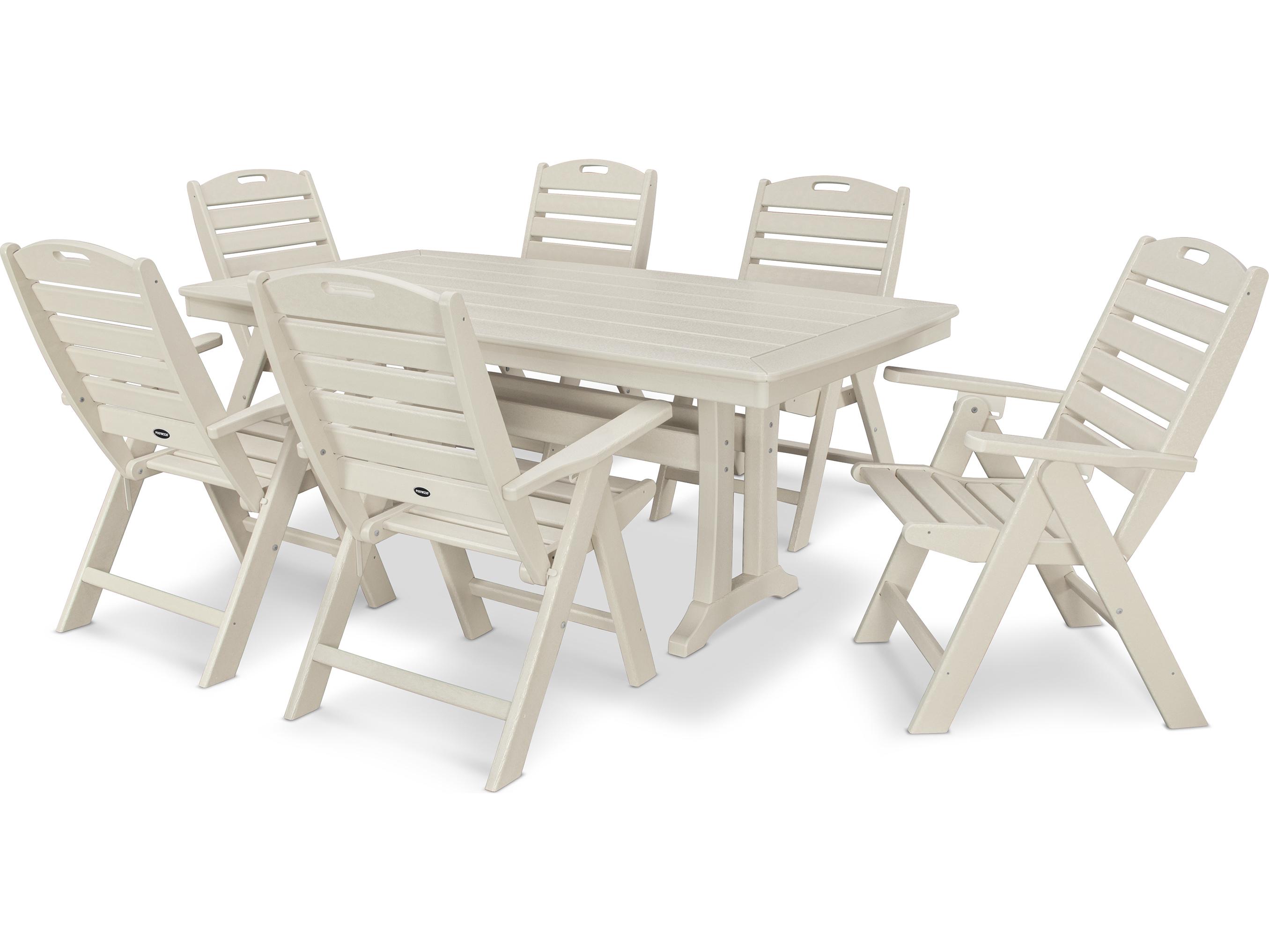 POLYWOOD® Nautical Recycled Plastic 7 Piece Outdoor Dining Set