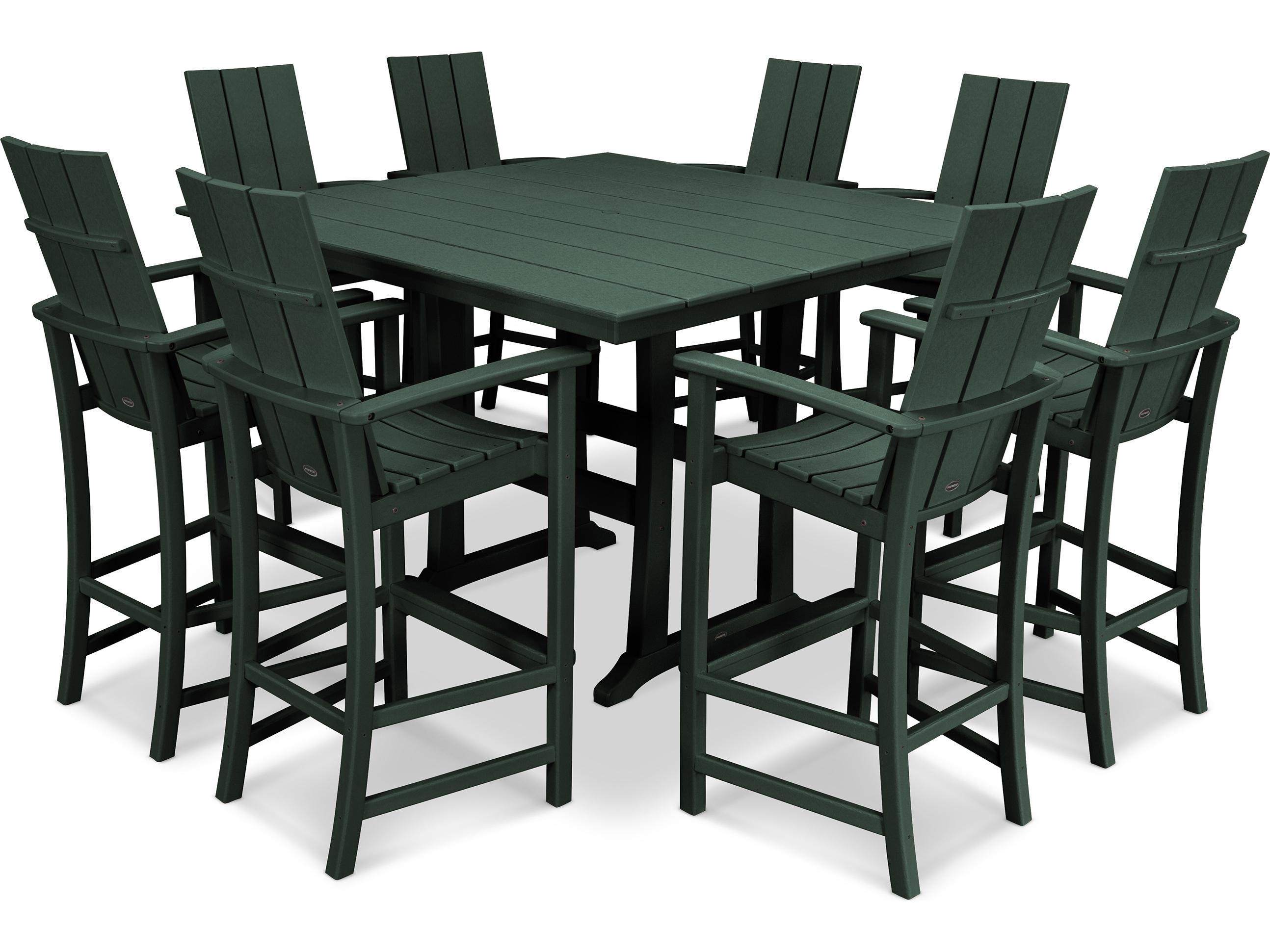 POLYWOOD® Modern Recycled Plastic 9 Piece Bar Outdoor Patio Dining Set