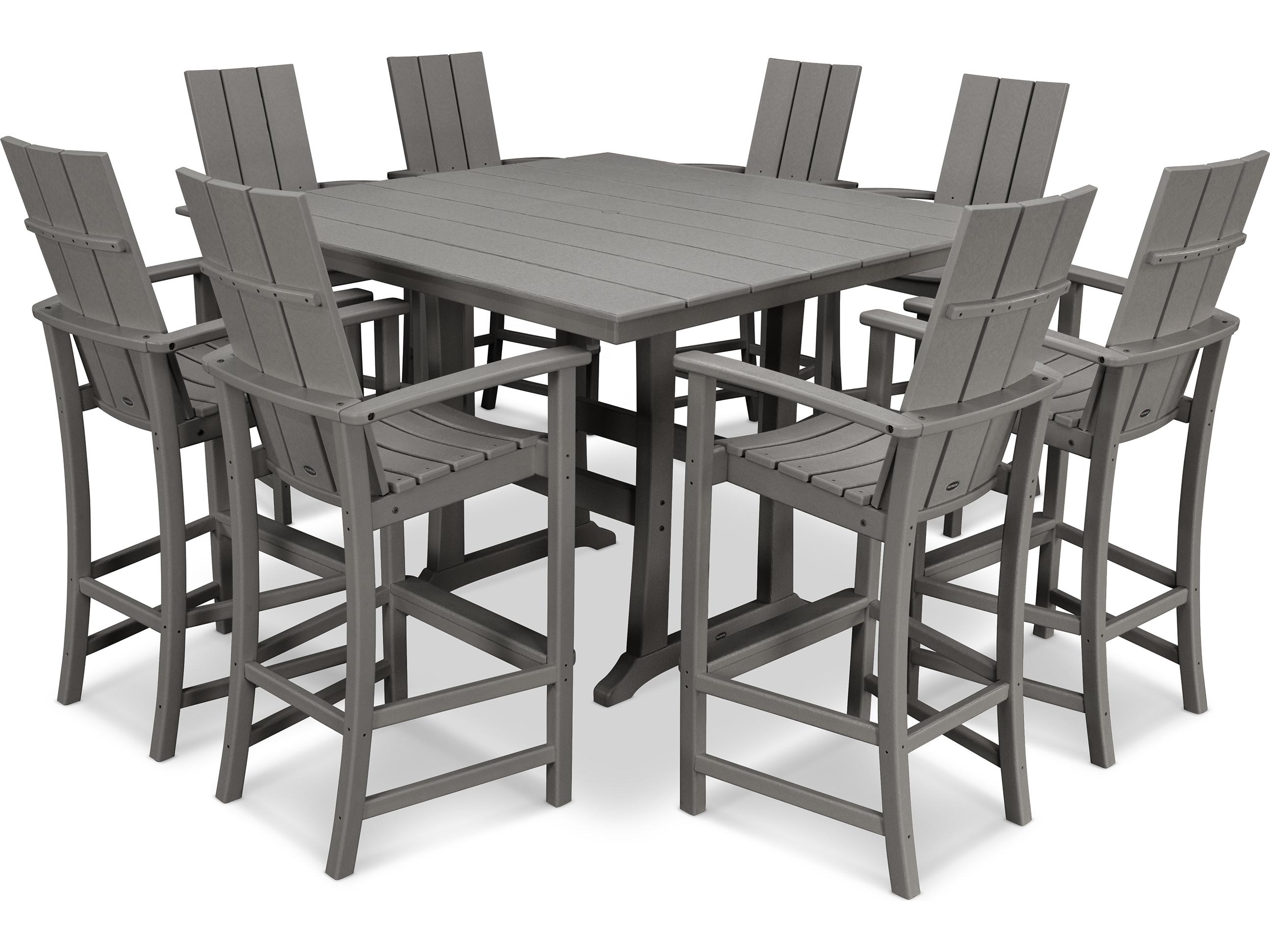 POLYWOOD® Modern Recycled Plastic 9 Piece Bar Outdoor Patio Dining Set