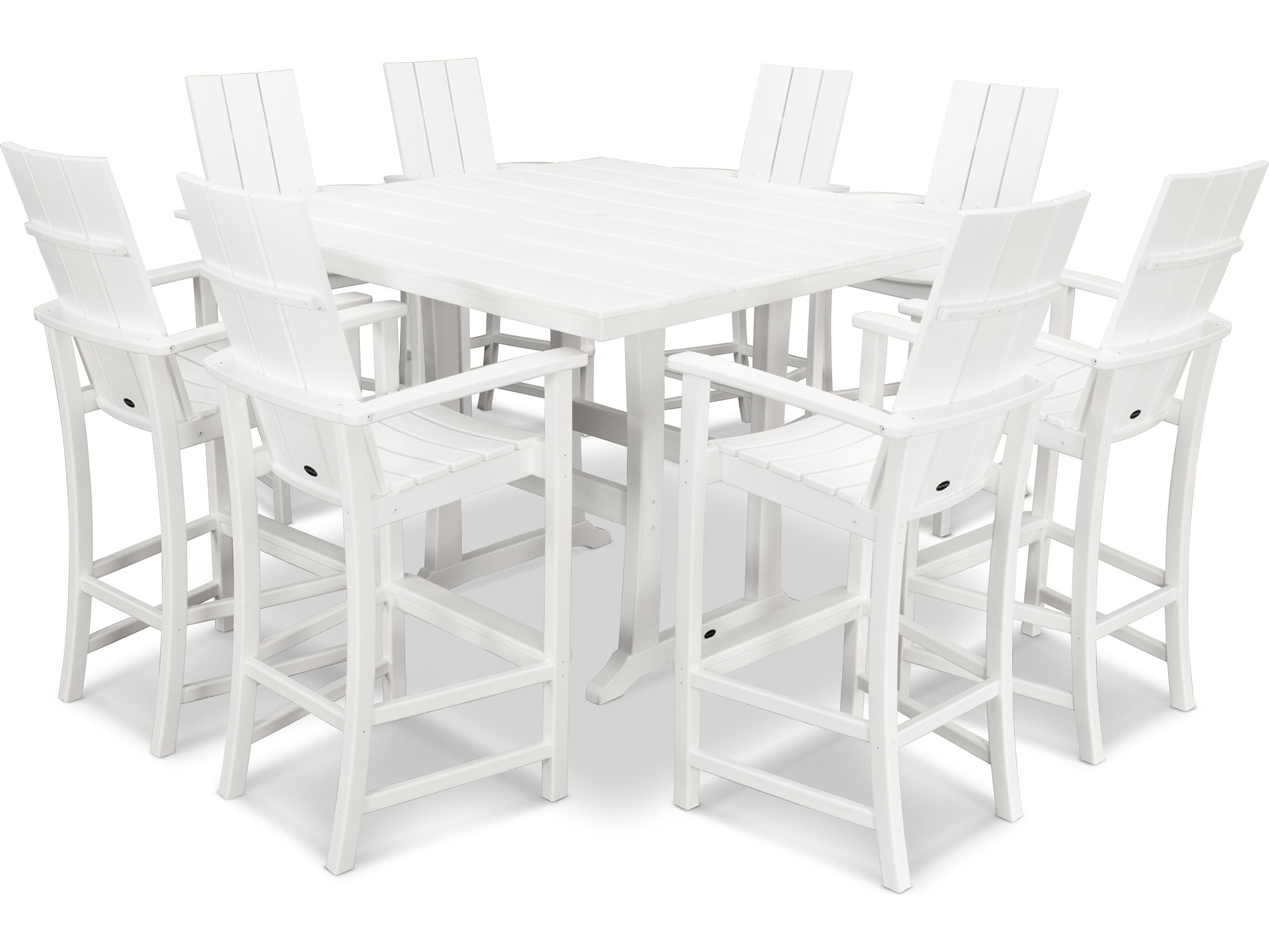 POLYWOOD® Modern Recycled Plastic 9 Piece Bar Outdoor Patio Dining Set