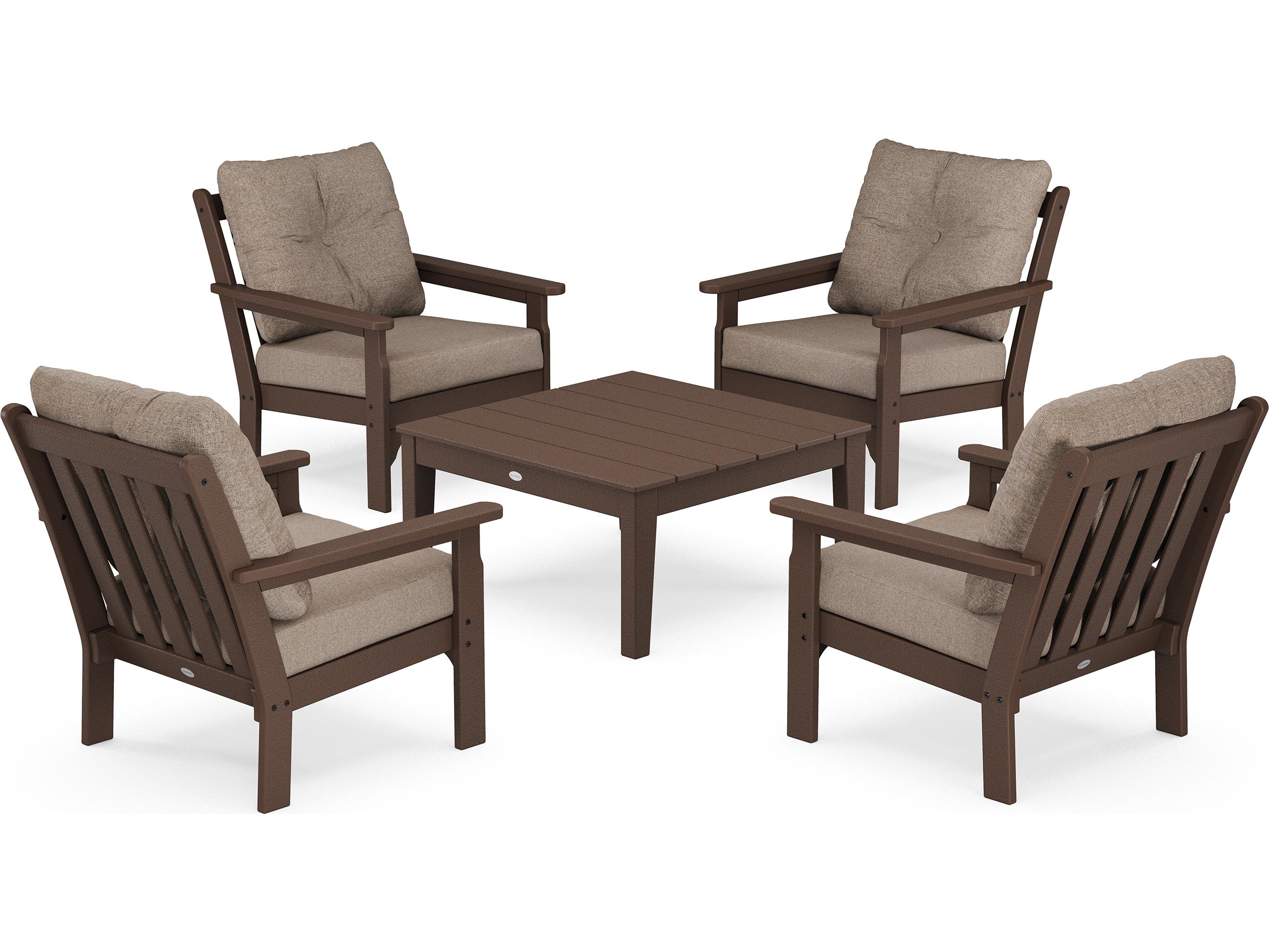 POLYWOOD® Vineyard Recycled Plastic 5 Piece Deep Seating Patio Lounge Set