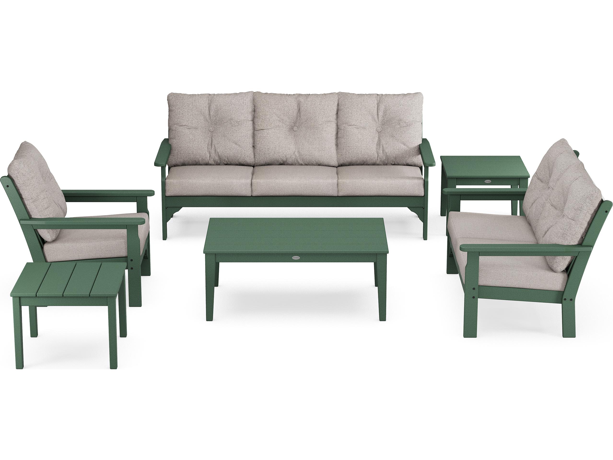 POLYWOOD® Vineyard Recycled Plastic 6 Piece Deep Seating Outdoor Lounge Set