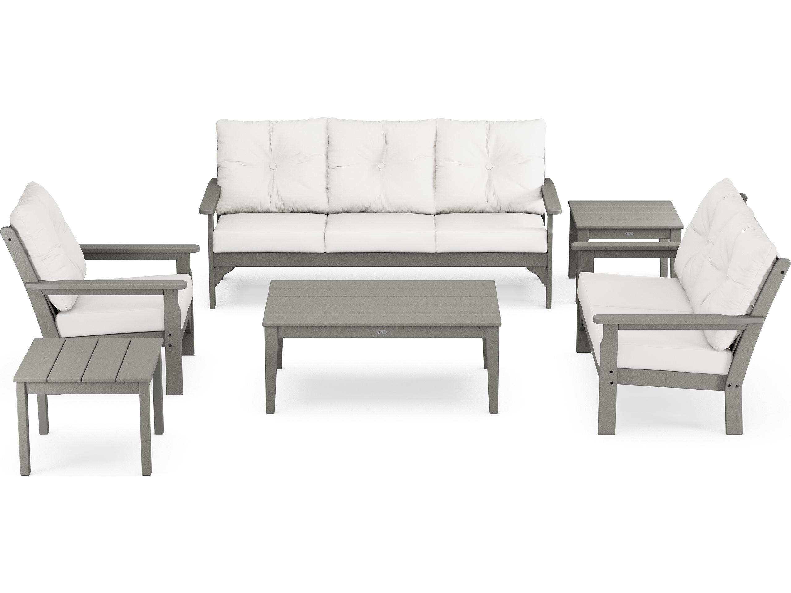 POLYWOOD® Vineyard Recycled Plastic 6 Piece Deep Seating Outdoor Lounge Set