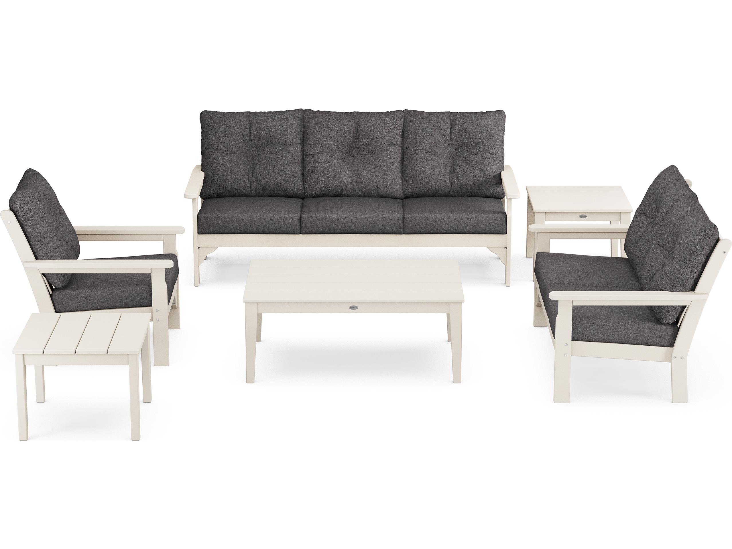 POLYWOOD® Vineyard Recycled Plastic 6 Piece Deep Seating Outdoor Lounge Set