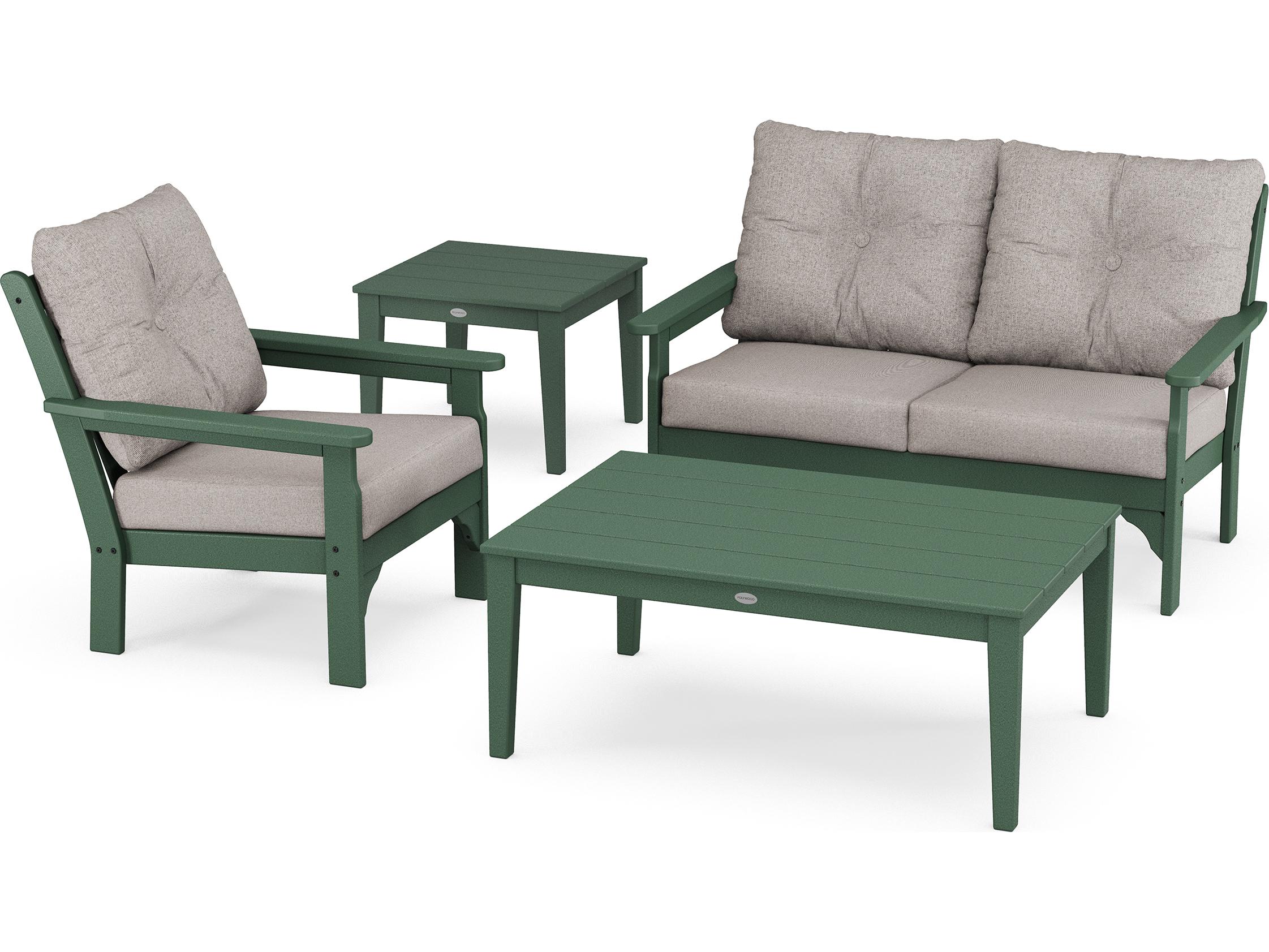 POLYWOOD® Vineyard Recycled Plastic 4 Piece Deep Seating Outdoor Patio Lounge Set