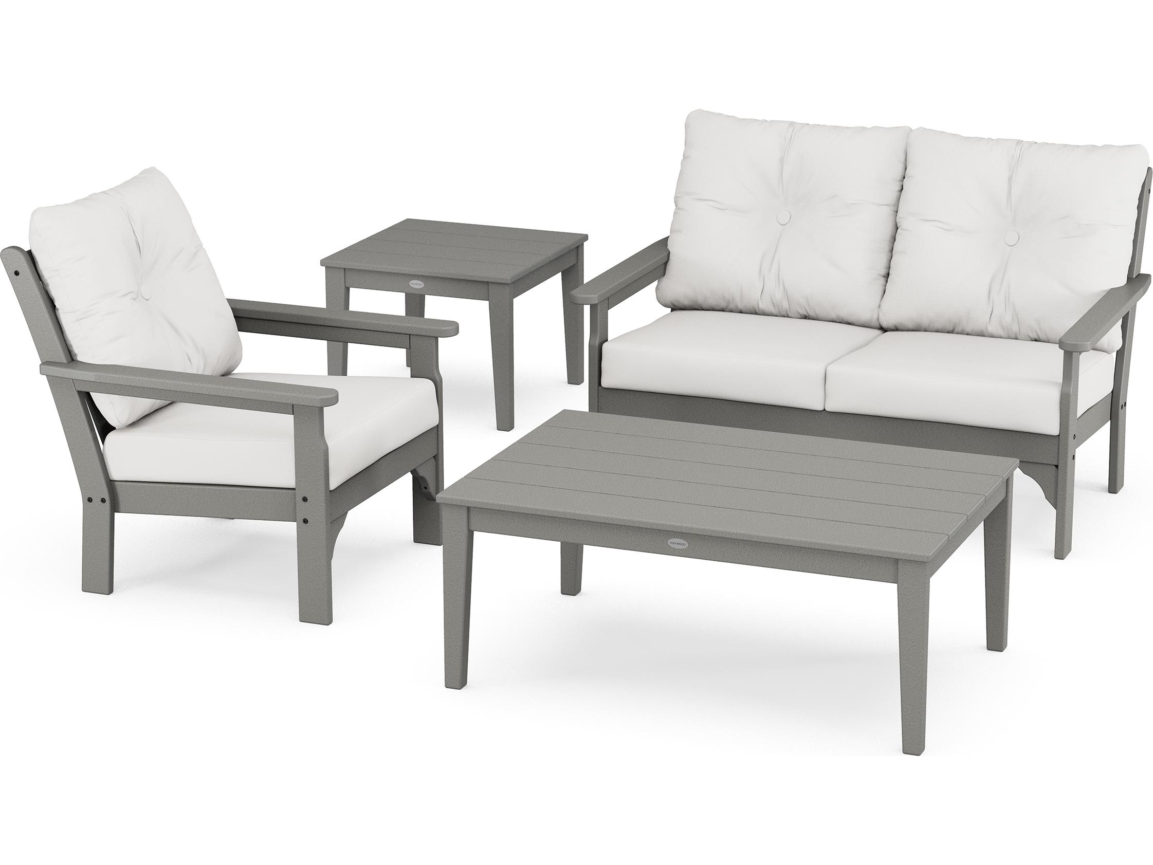 POLYWOOD® Vineyard Recycled Plastic 4 Piece Deep Seating Outdoor Patio Lounge Set