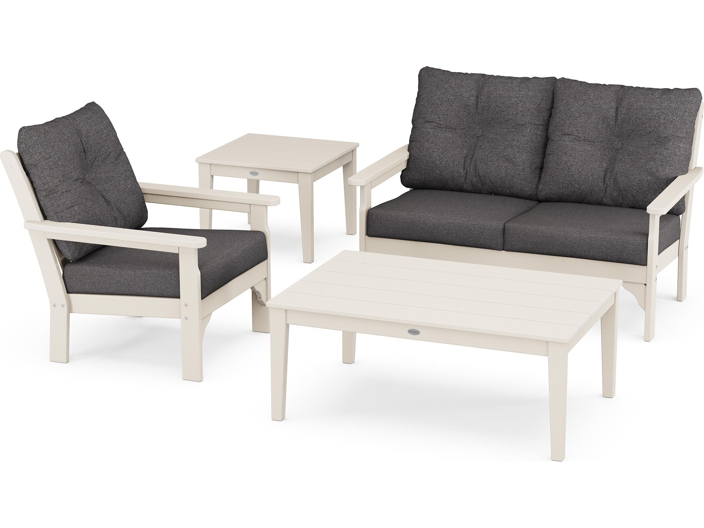 POLYWOOD® Vineyard Recycled Plastic 4 Piece Deep Seating Outdoor Patio Lounge Set