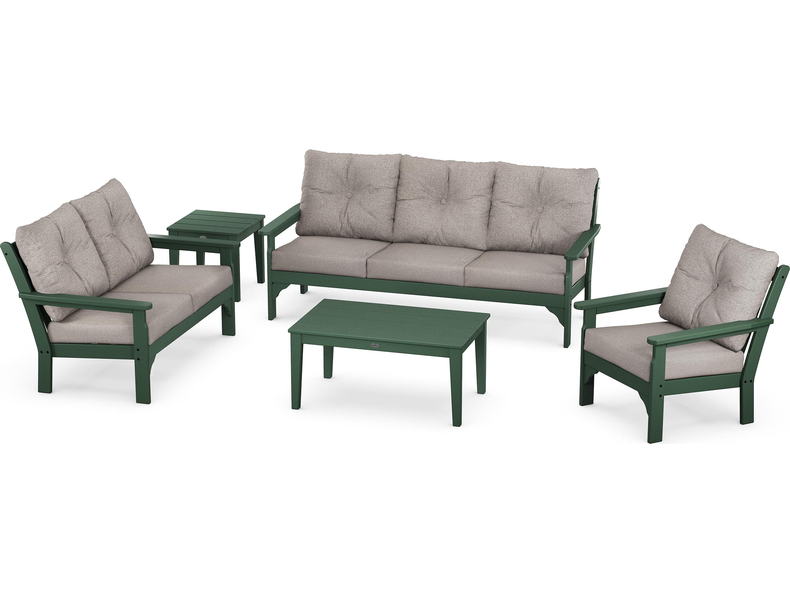 POLYWOOD® Vineyard Recycled Plastic 5 Piece Deep Seating Patio Lounge Set