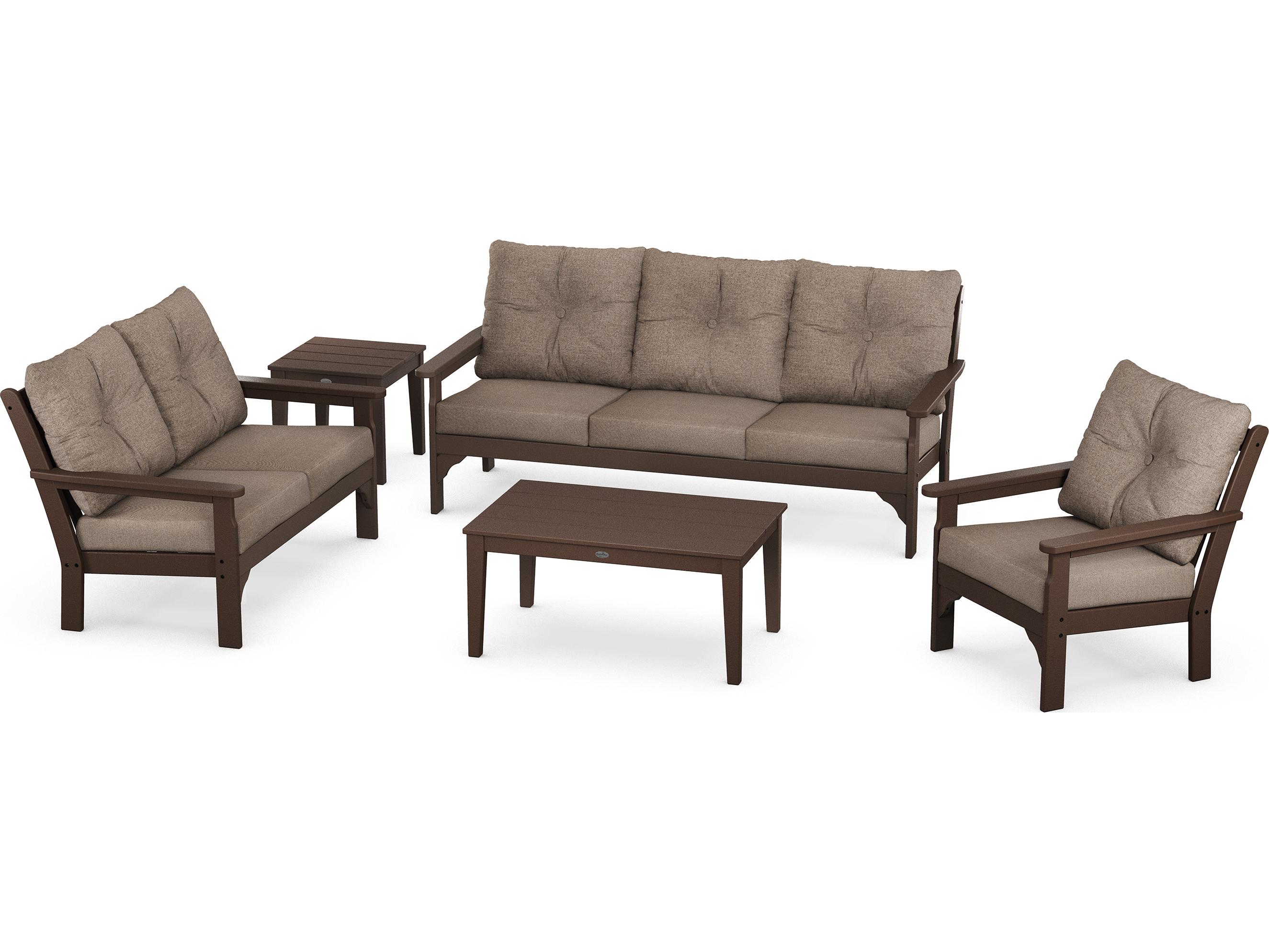 POLYWOOD® Vineyard Recycled Plastic 5 Piece Deep Seating Patio Lounge Set