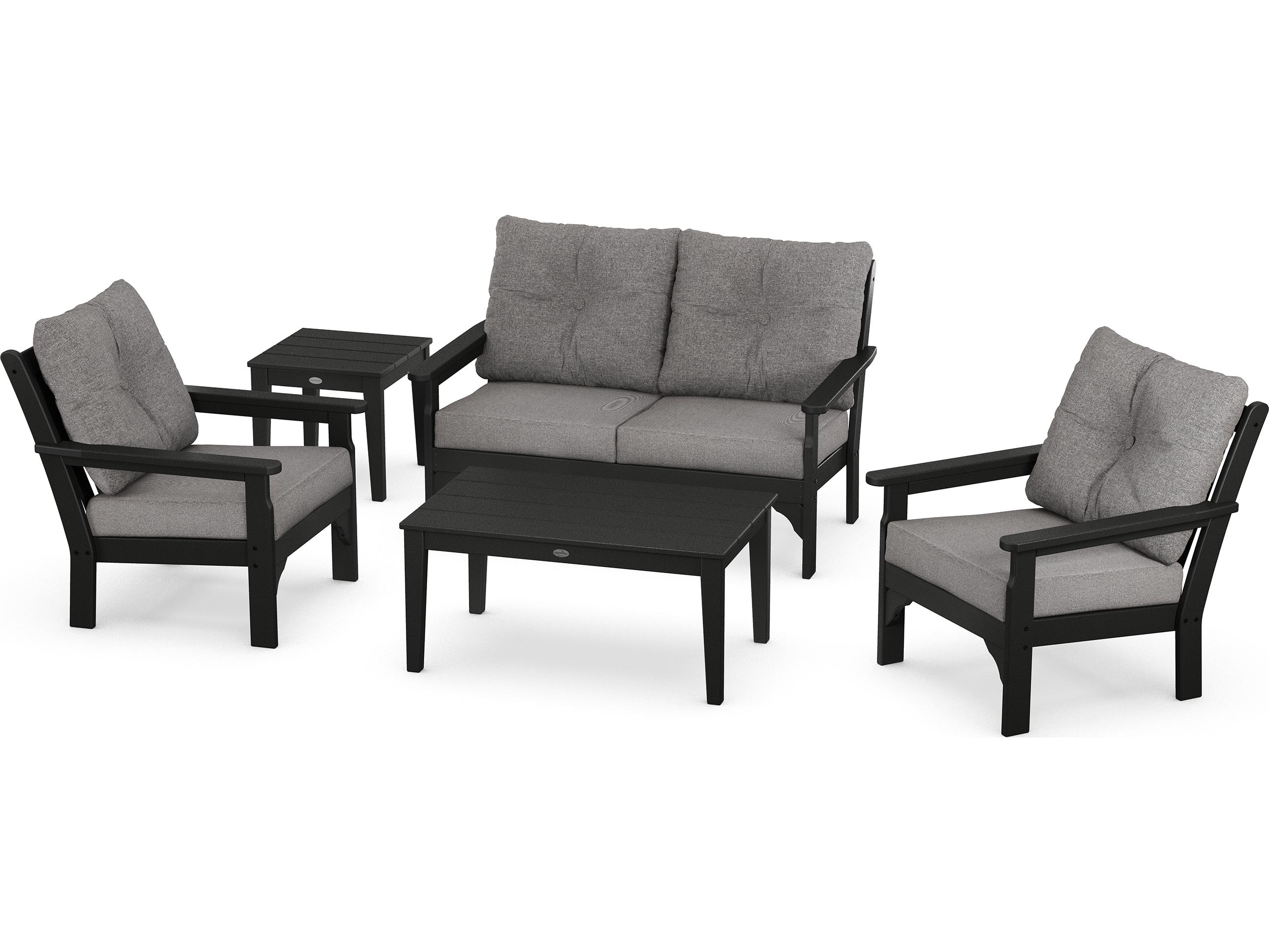 POLYWOOD® Vineyard Recycled Plastic 5 Piece Deep Seating Outdoor Lounge Set
