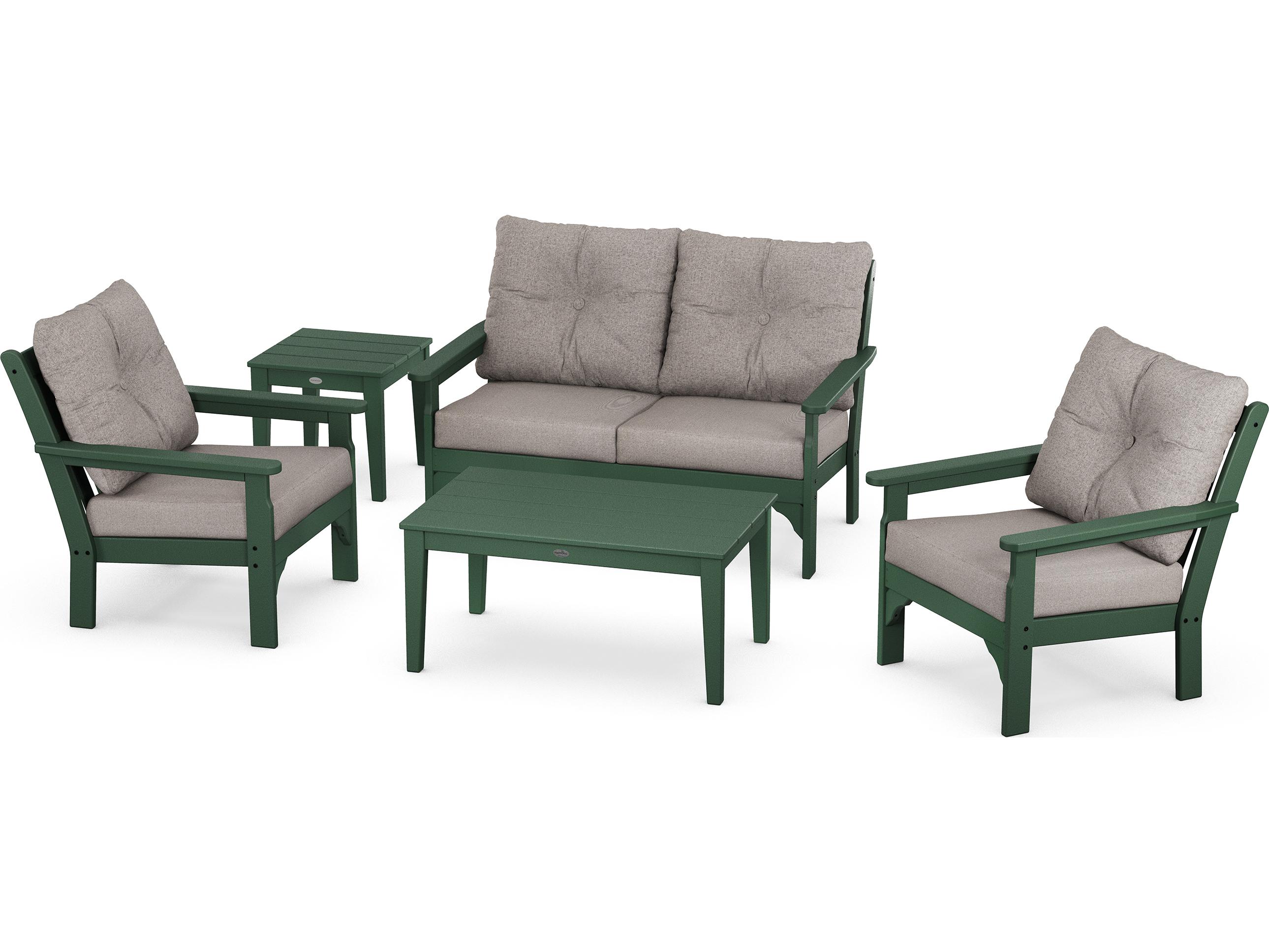 POLYWOOD® Vineyard Recycled Plastic 5 Piece Deep Seating Outdoor Lounge Set