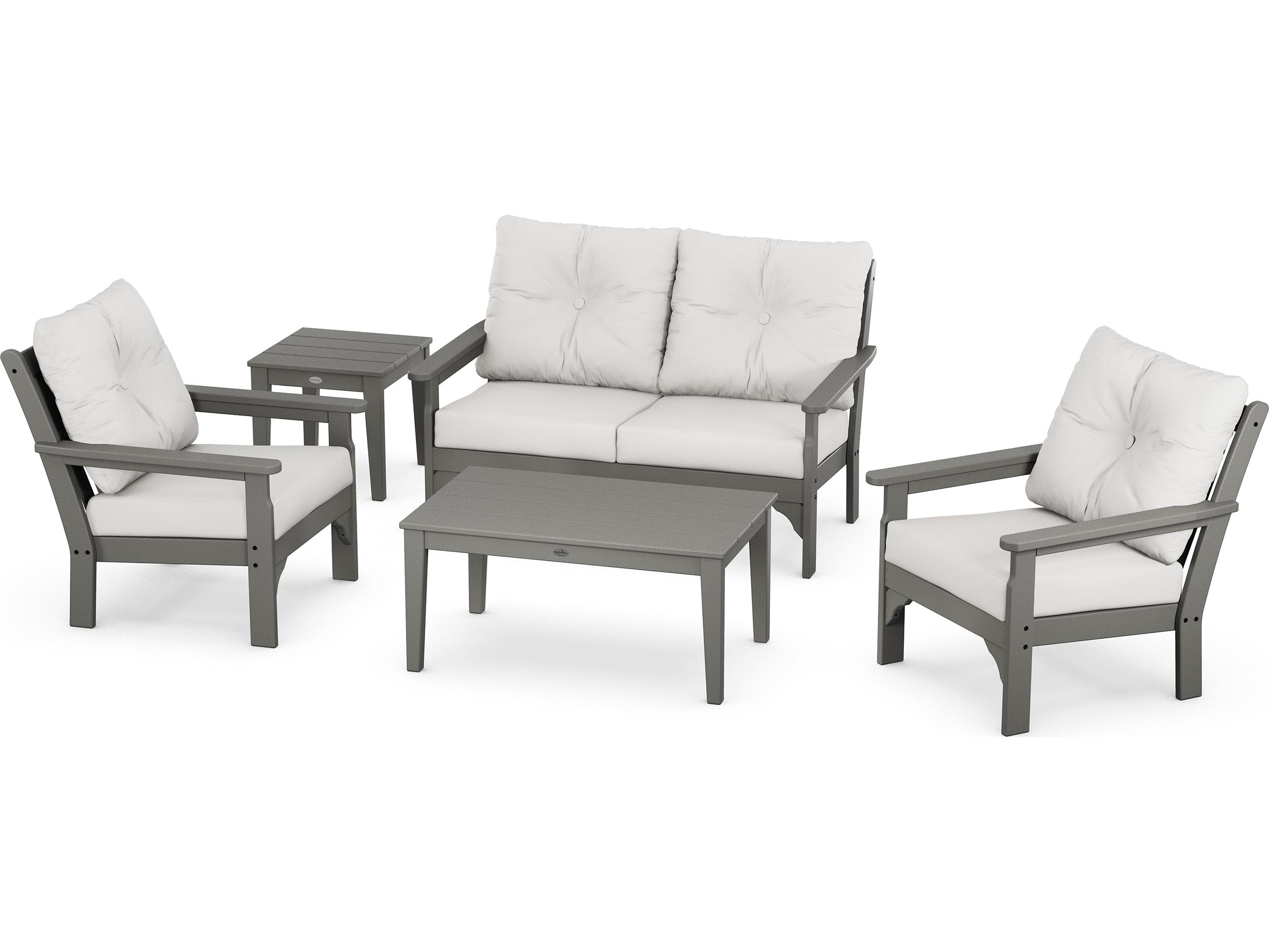 POLYWOOD® Vineyard Recycled Plastic 5 Piece Deep Seating Outdoor Lounge Set