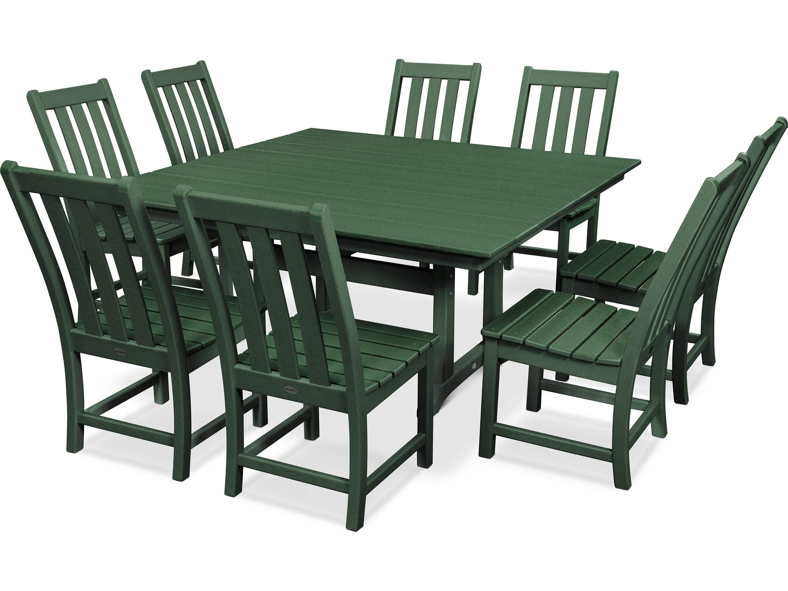 POLYWOOD® Vineyard Recycled Plastic 9 Piece Farmhouse Outdoor Patio Dining Set