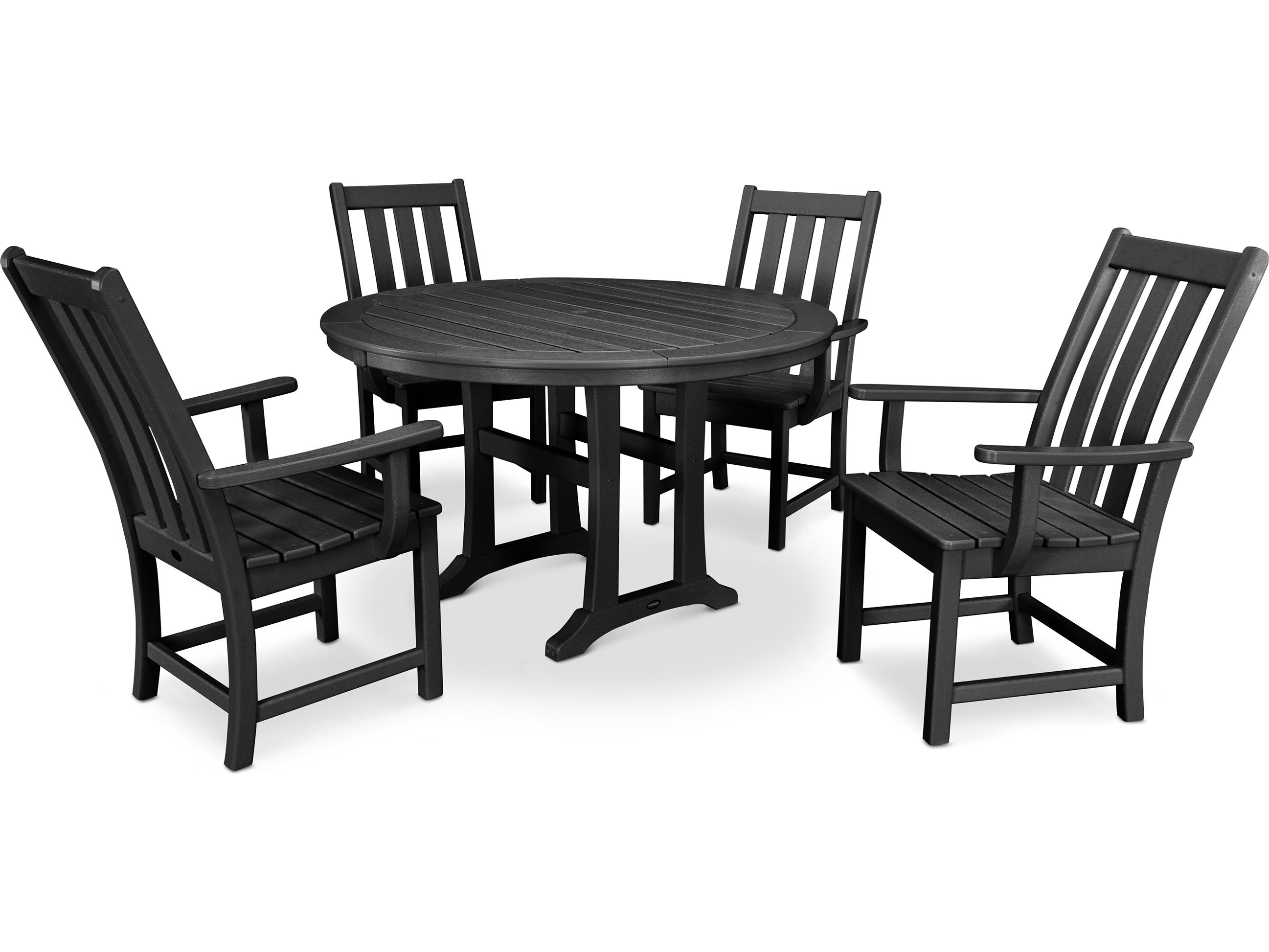 POLYWOOD® Vineyard Recycled Plastic 5 Piece Nautical Trestle Outdoor Patio Dining Set