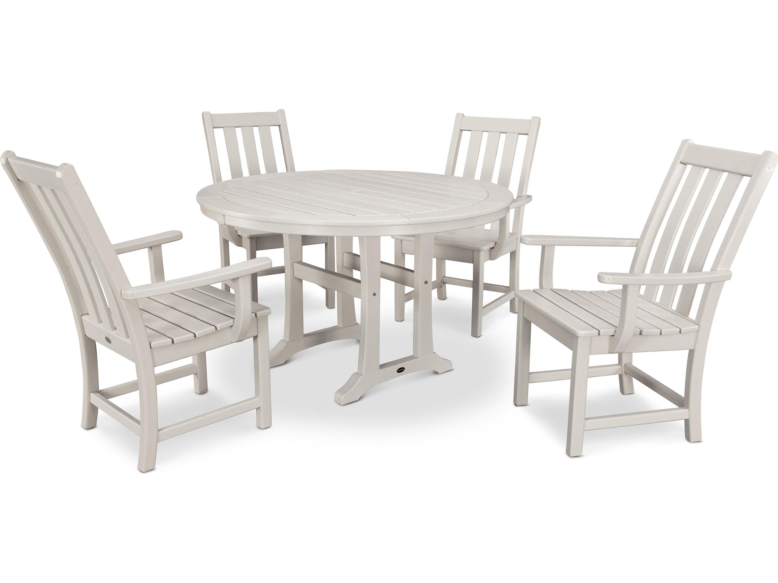 POLYWOOD® Vineyard Recycled Plastic 5 Piece Nautical Trestle Outdoor Patio Dining Set