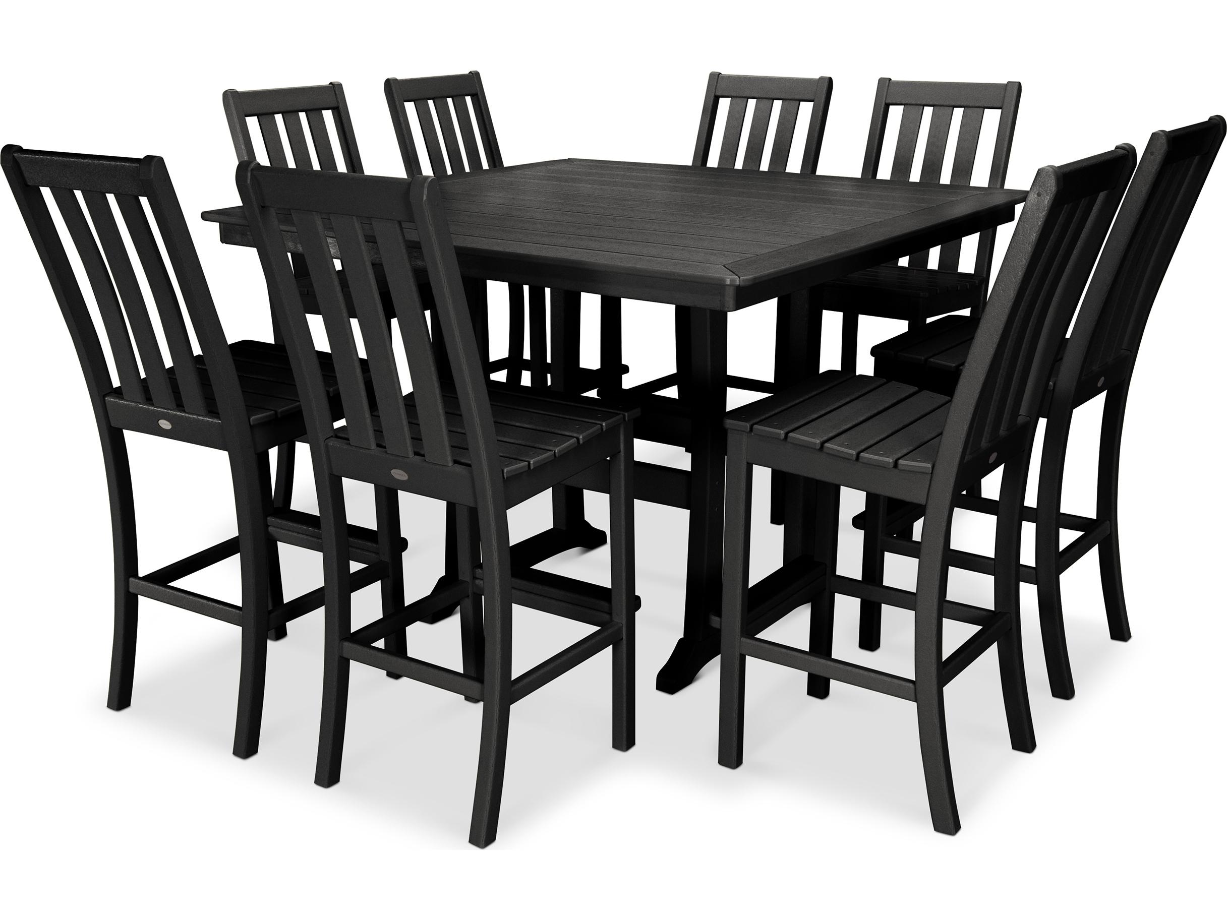 POLYWOOD® Vineyard Recycled Plastic 9 Piece Nautical Trestle Bar Set