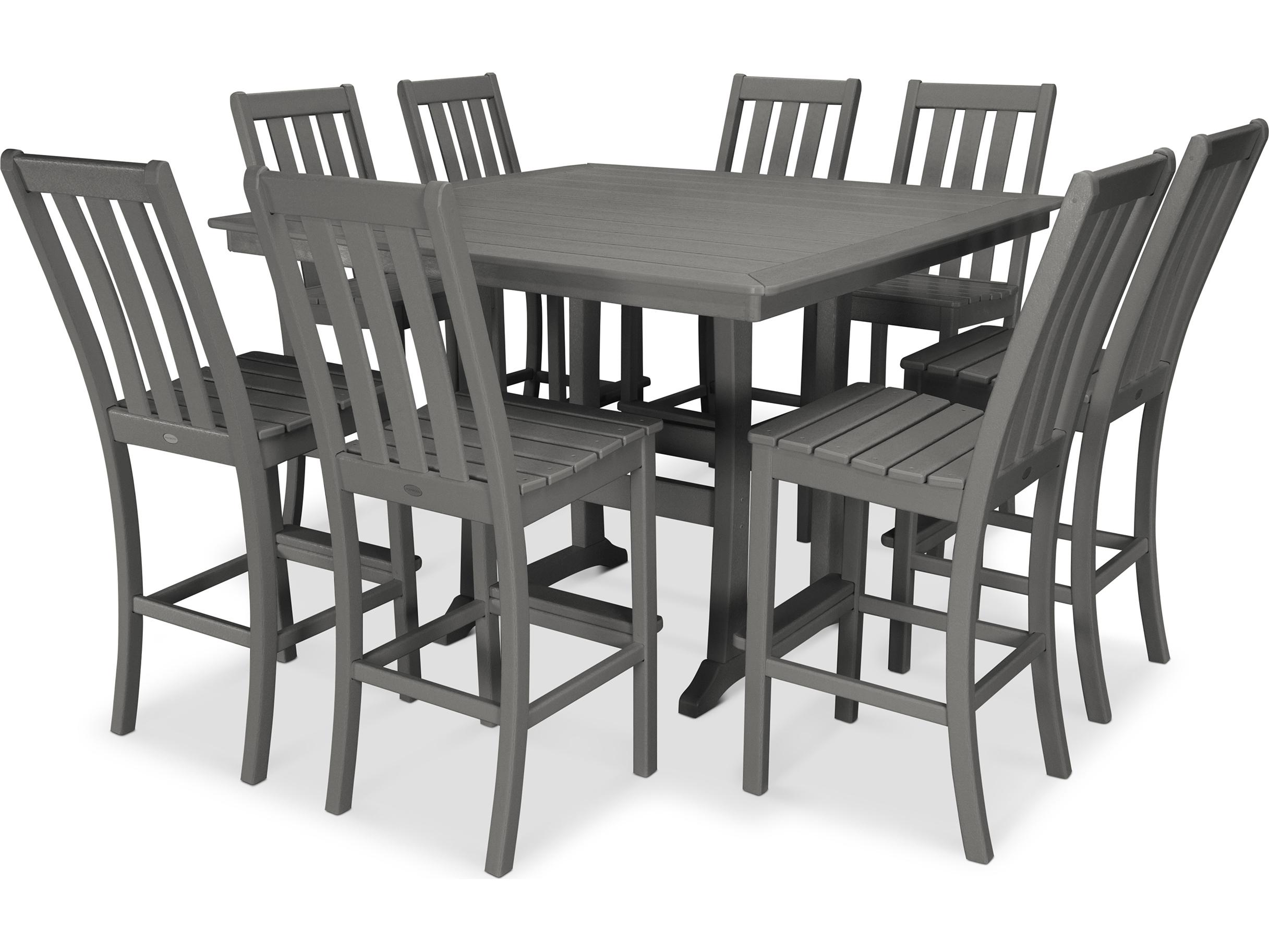 POLYWOOD® Vineyard Recycled Plastic 9 Piece Nautical Trestle Bar Set