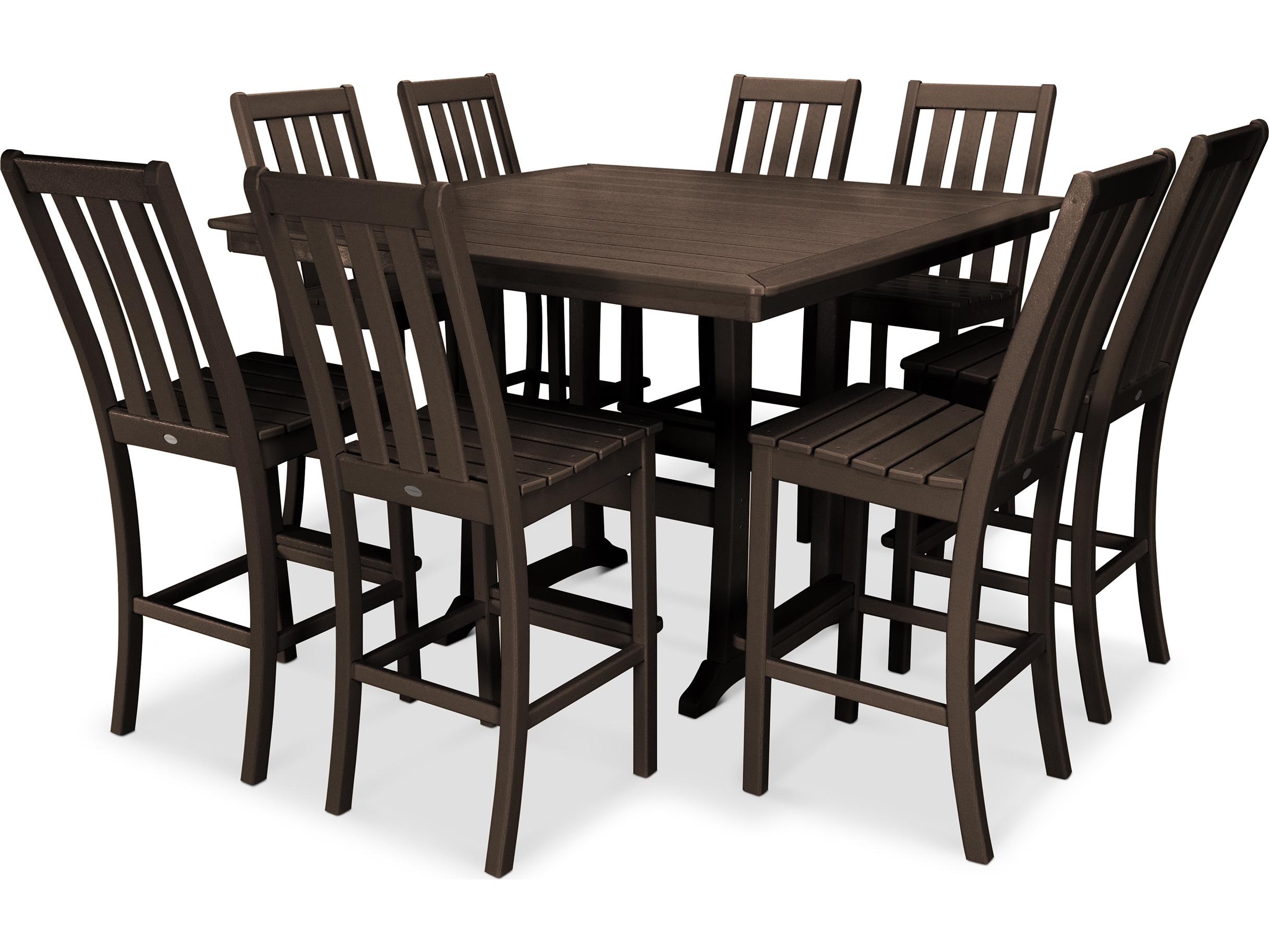 POLYWOOD® Vineyard Recycled Plastic 9 Piece Nautical Trestle Bar Set