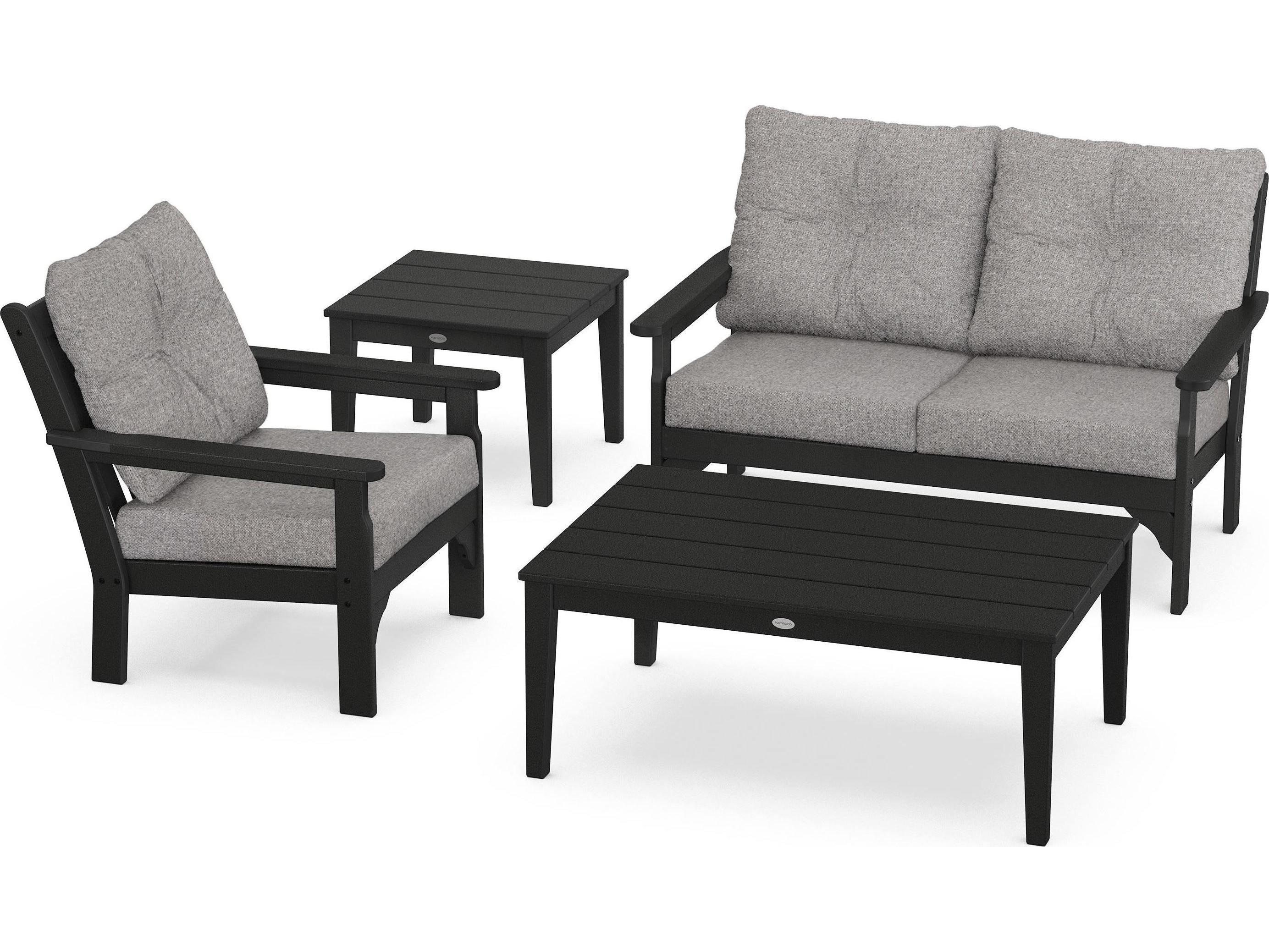 POLYWOOD® Vineyard Deep Seating Recycled Plastic 4 Piece Outdoor Patio Lounge Set