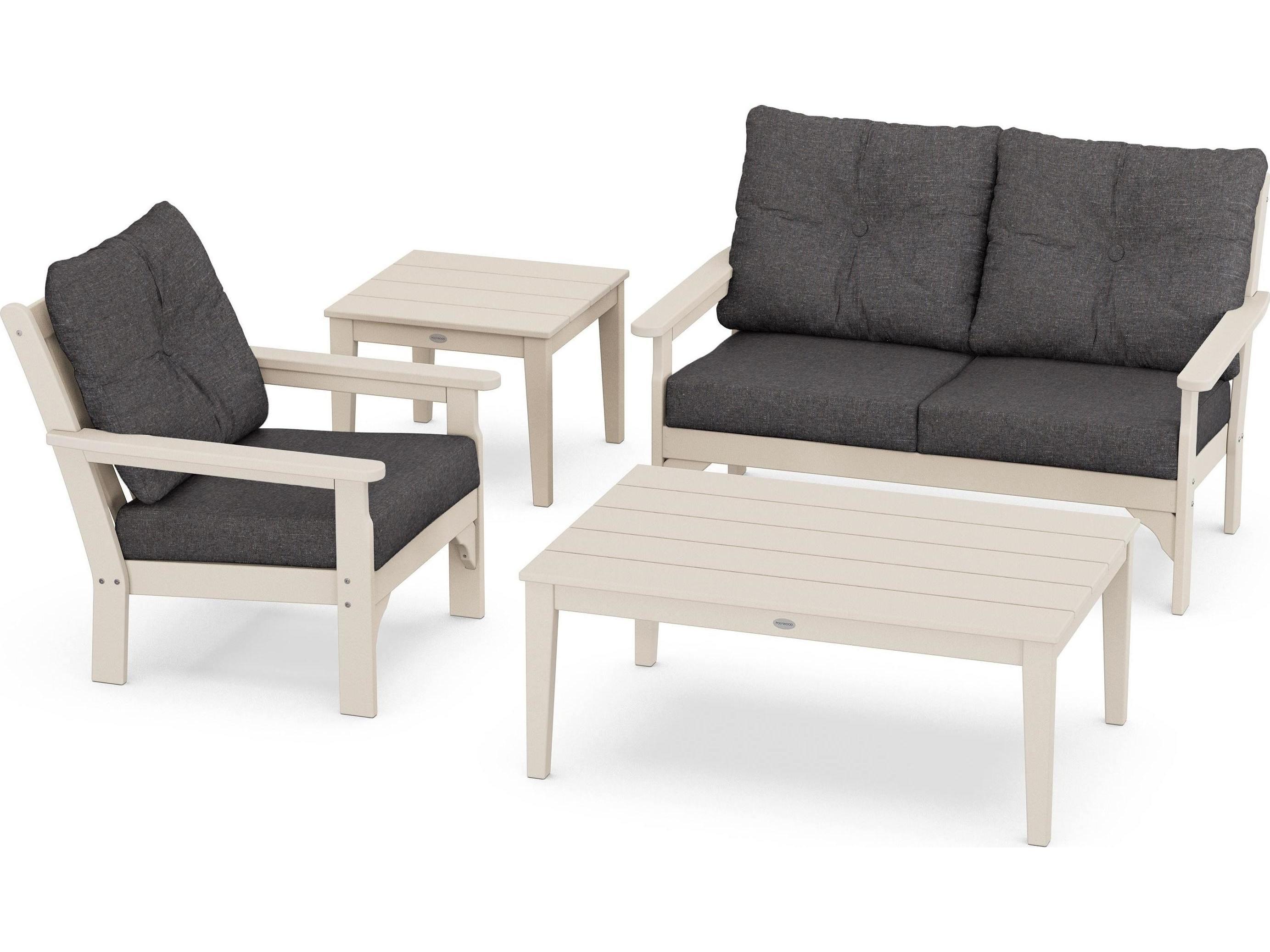 POLYWOOD® Vineyard Deep Seating Recycled Plastic 4 Piece Outdoor Patio Lounge Set