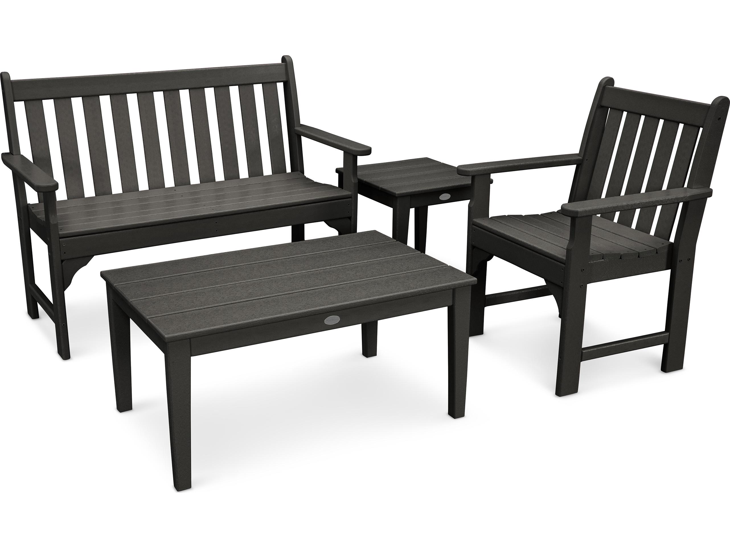 POLYWOOD® Vineyard Deep Seating Recycled Plastic 4 Piece Outdoor Patio Lounge Set