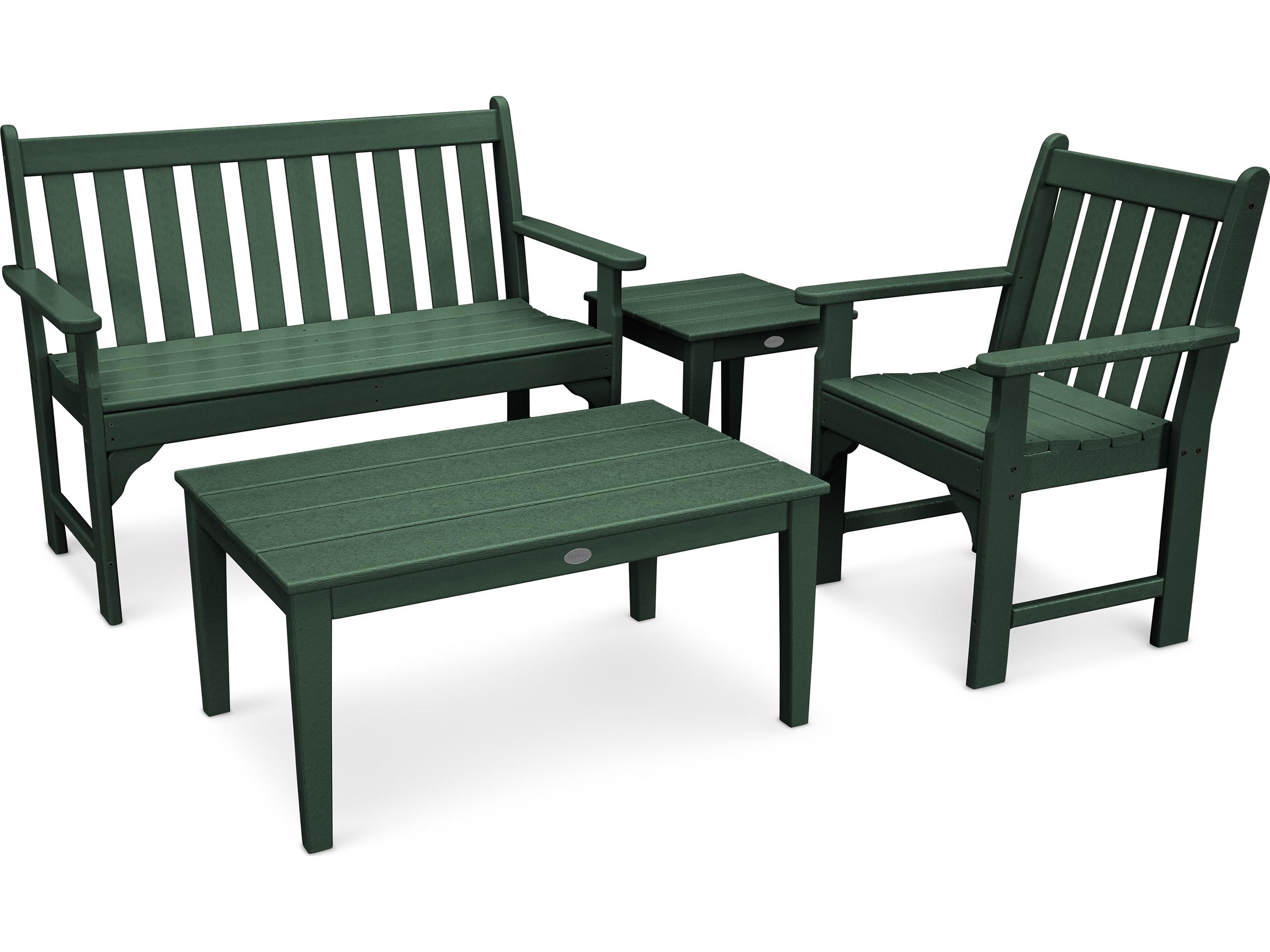 POLYWOOD® Vineyard Deep Seating Recycled Plastic 4 Piece Outdoor Patio Lounge Set