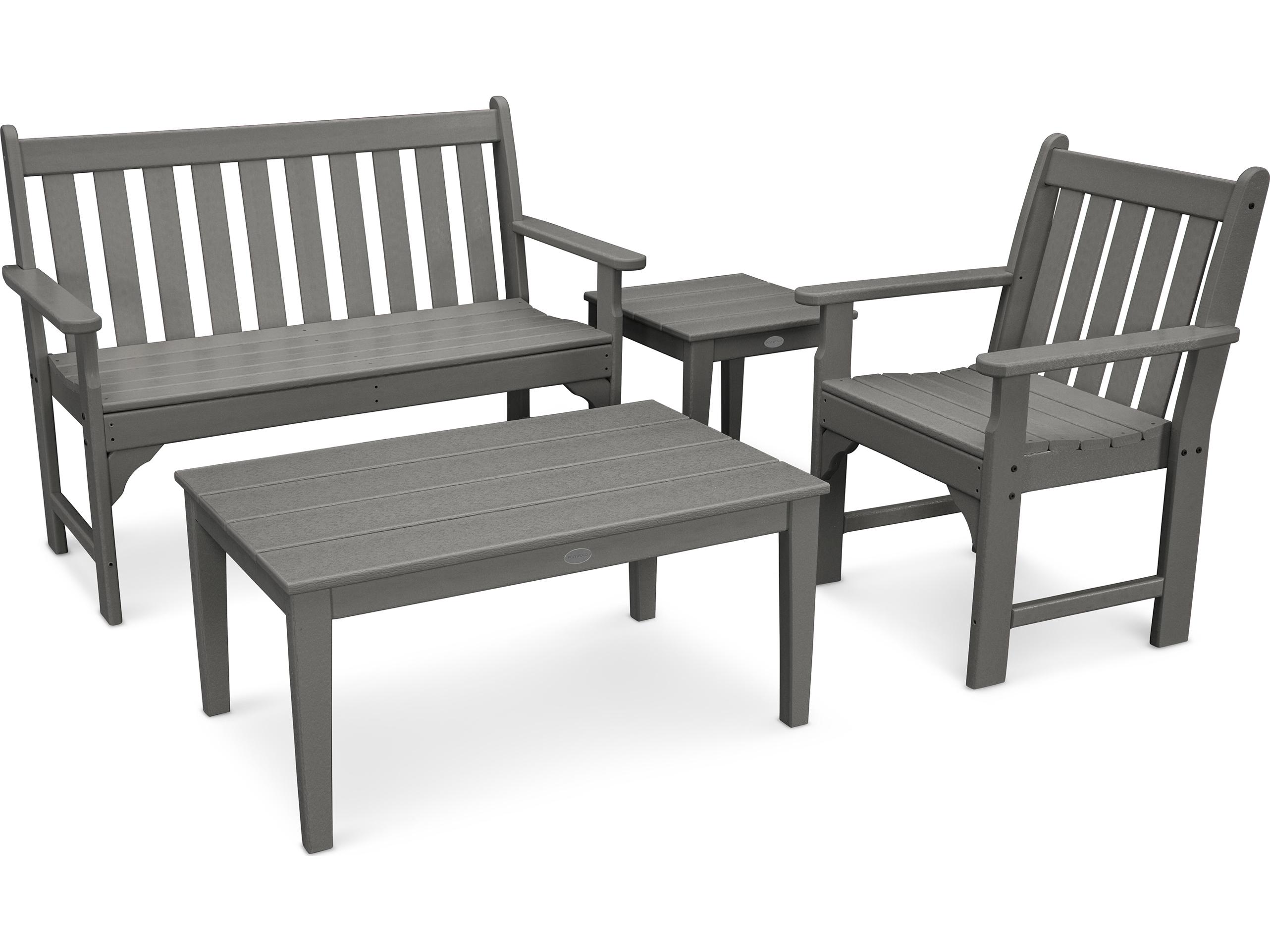 POLYWOOD® Vineyard Deep Seating Recycled Plastic 4 Piece Outdoor Patio Lounge Set