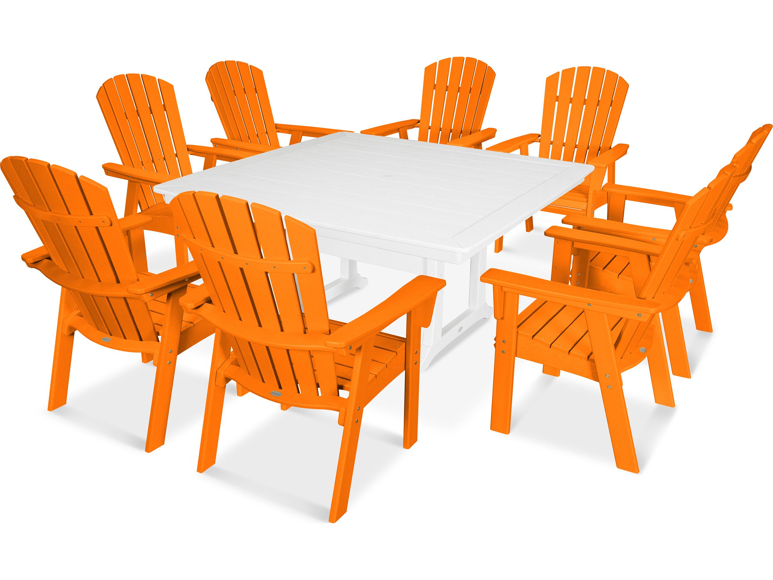 POLYWOOD® Nautical Recycled Plastic 9 Piece Trestle Patio Dining Set