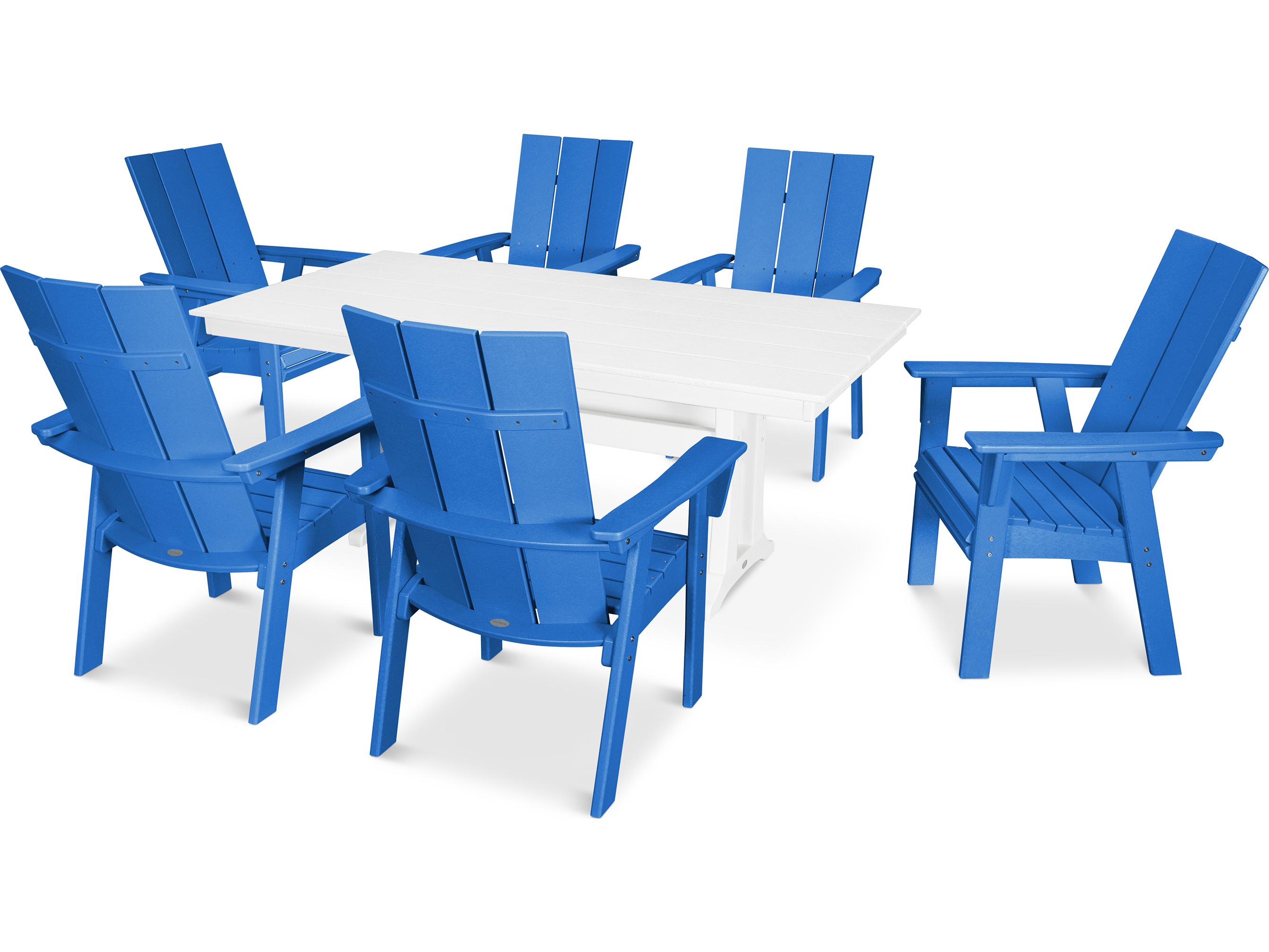 POLYWOOD® Modern Recycled Plastic 7 Piece Farmhouse Outdoor Patio Dining Set