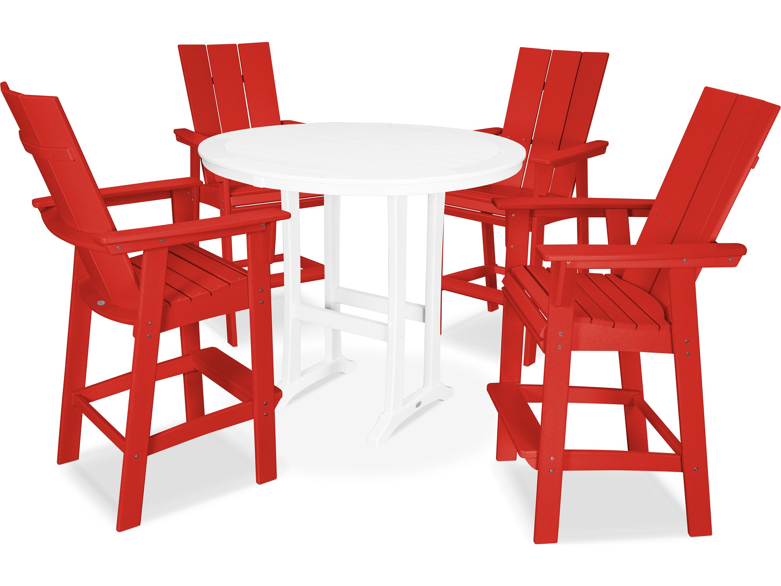 POLYWOOD® Modern Recycled Plastic 5 Piece Nautical Trestle Bar Set