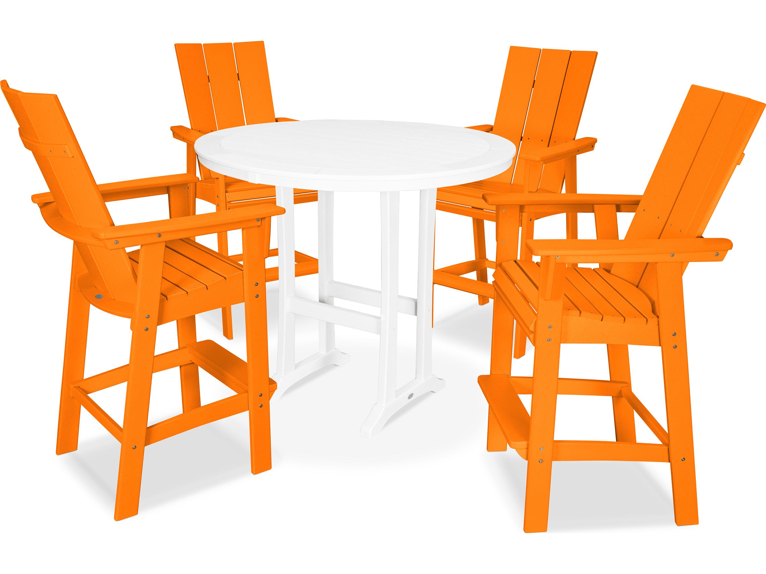 POLYWOOD® Modern Recycled Plastic 5 Piece Nautical Trestle Bar Set