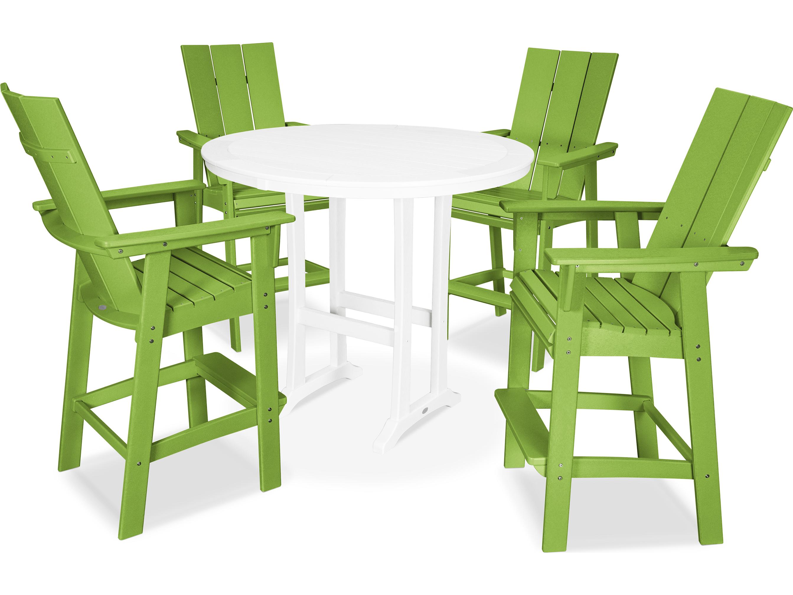 POLYWOOD® Modern Recycled Plastic 5 Piece Nautical Trestle Bar Set