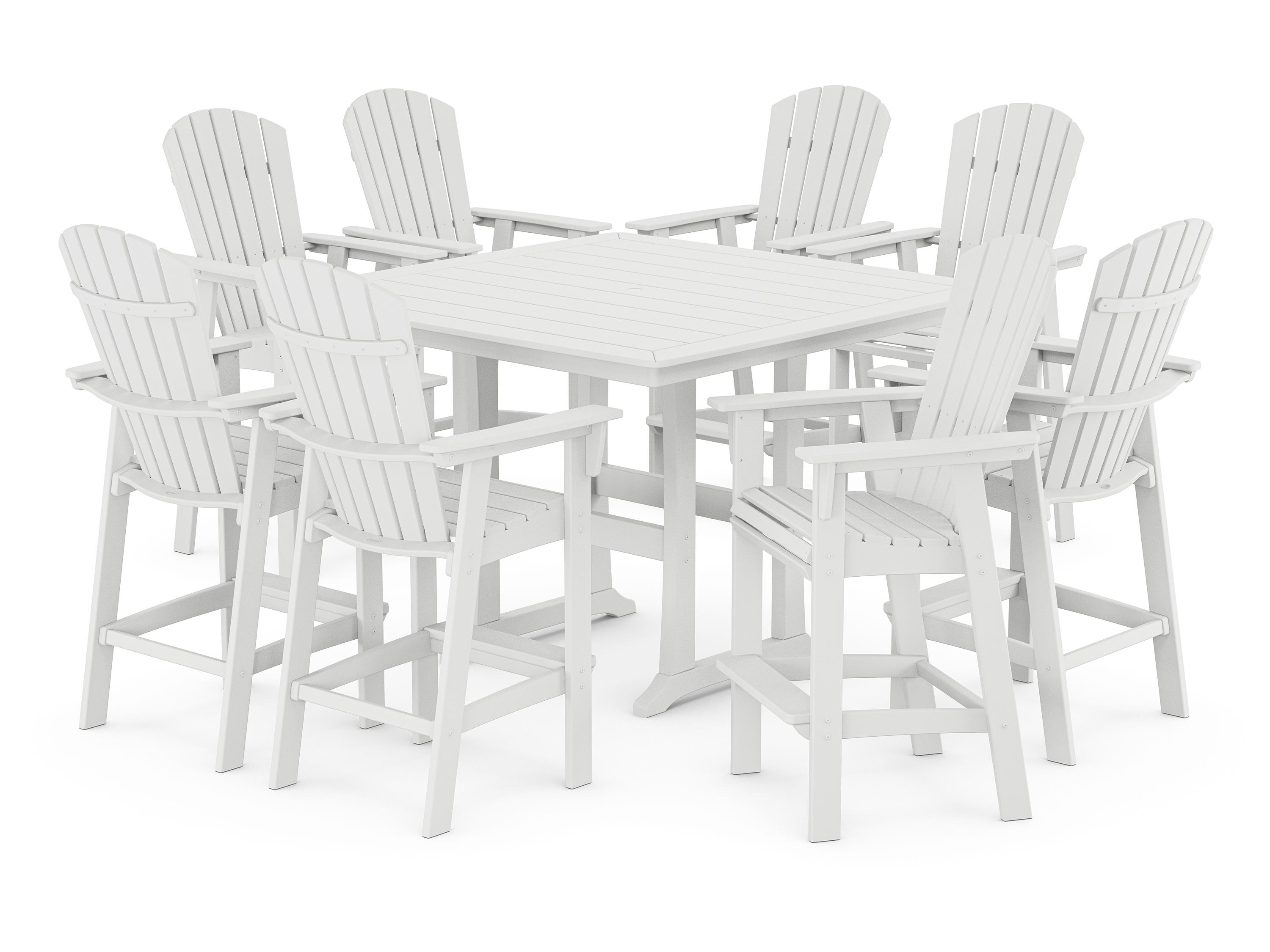 POLYWOOD® Nautical Recycled Plastic Curvedback 9 Piece Bar Set