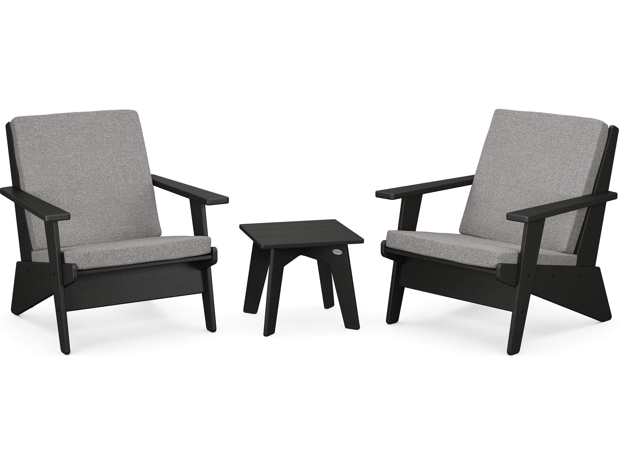 POLYWOOD® Riviera Modern Recycled Plastic 3 Piece Outdoor Patio Lounge Set