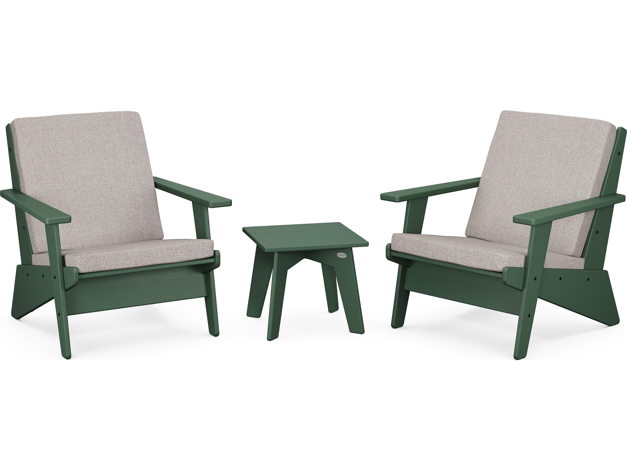 POLYWOOD® Riviera Modern Recycled Plastic 3 Piece Outdoor Patio Lounge Set