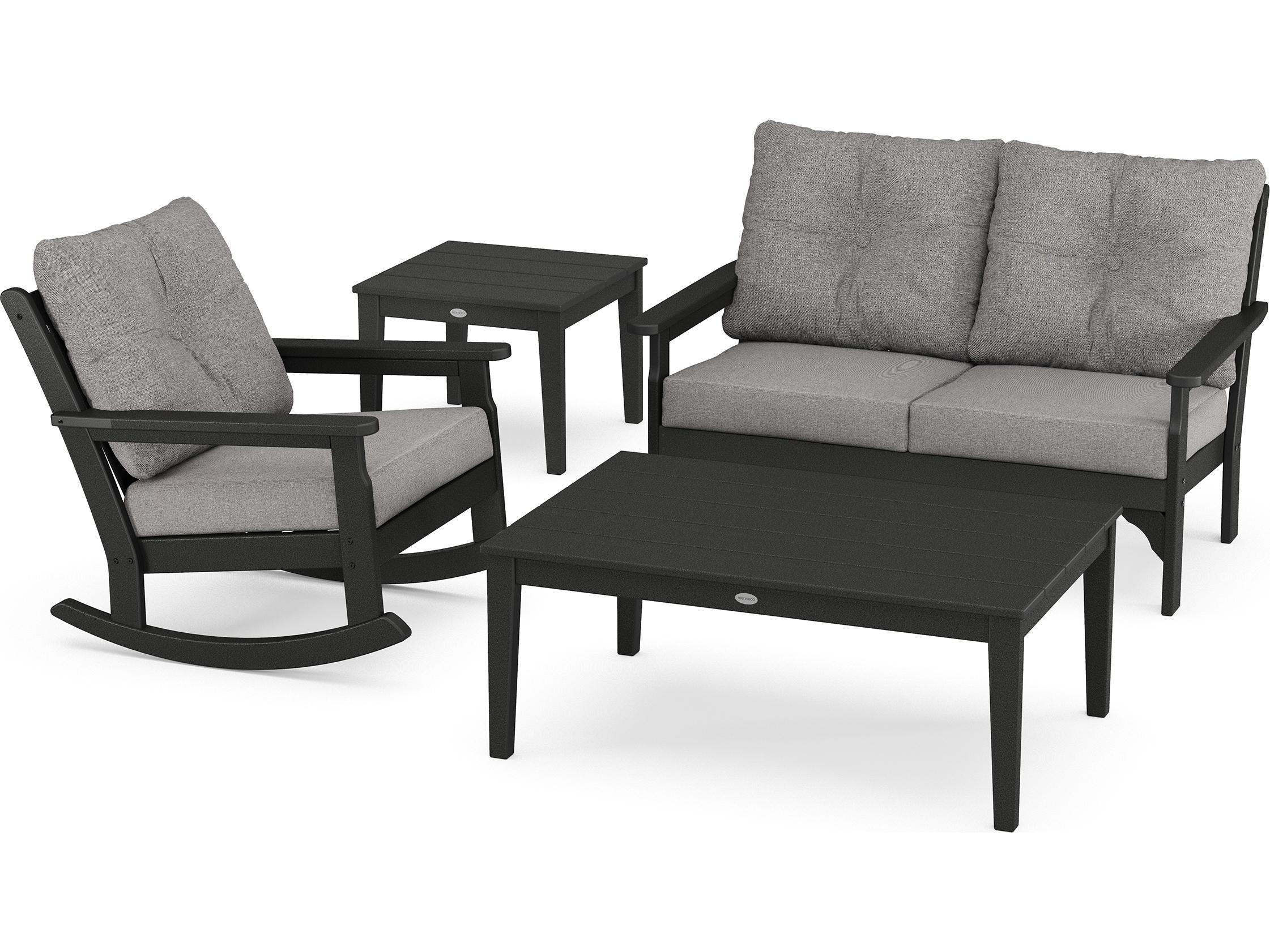 POLYWOOD® Vineyard Recycled Plastic 4 Deep Seating Rocker Outdoor Lounge Set