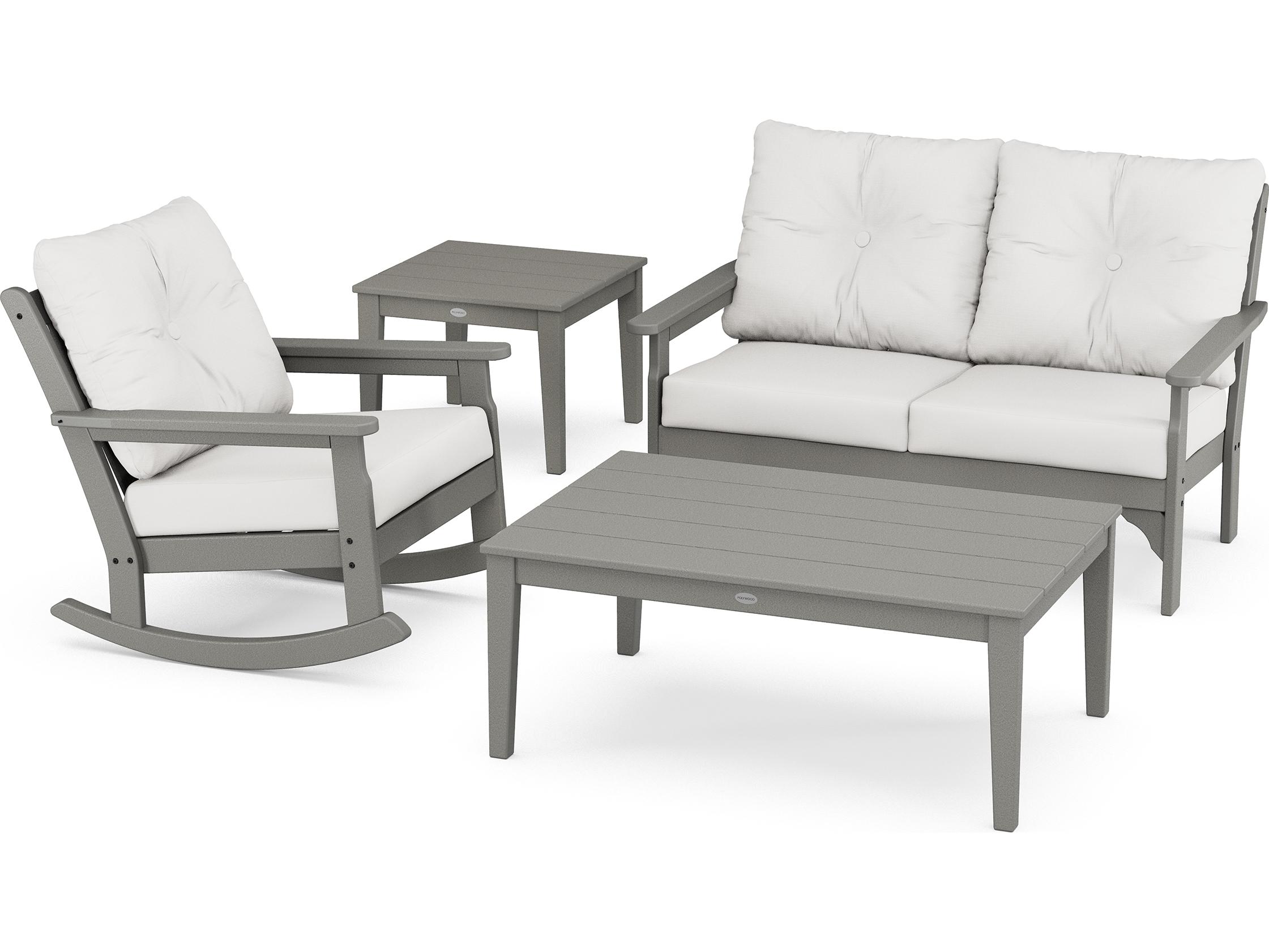 POLYWOOD® Vineyard Recycled Plastic 4 Deep Seating Rocker Outdoor Lounge Set