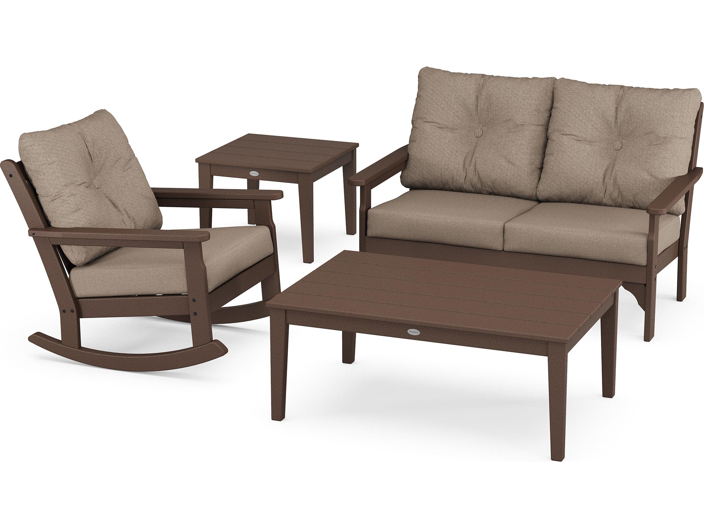 POLYWOOD® Vineyard Recycled Plastic 4 Deep Seating Rocker Outdoor Lounge Set