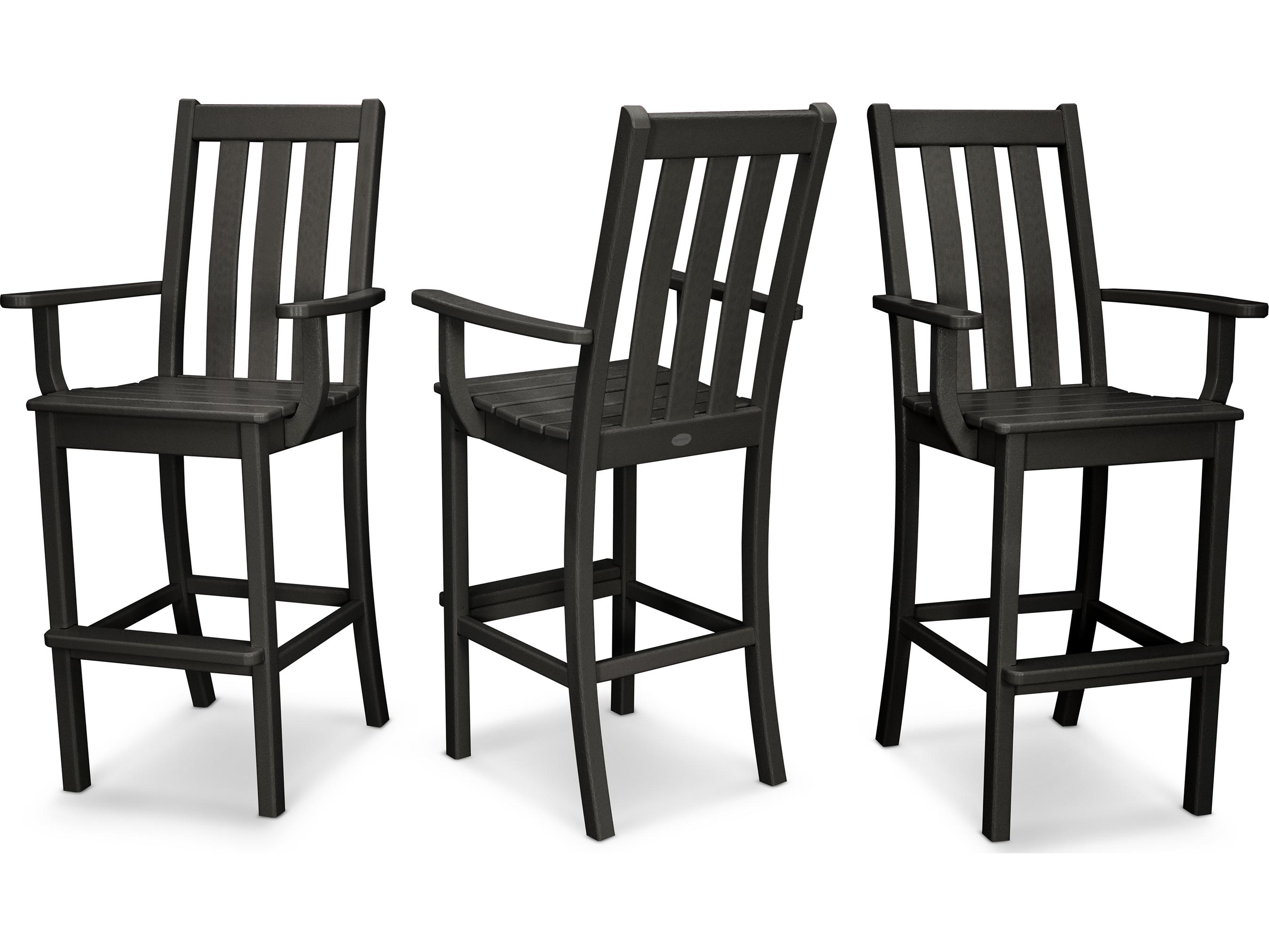 POLYWOOD® Vineyard Recycled Plastic 3 Pack Patio Bar Arm Chair