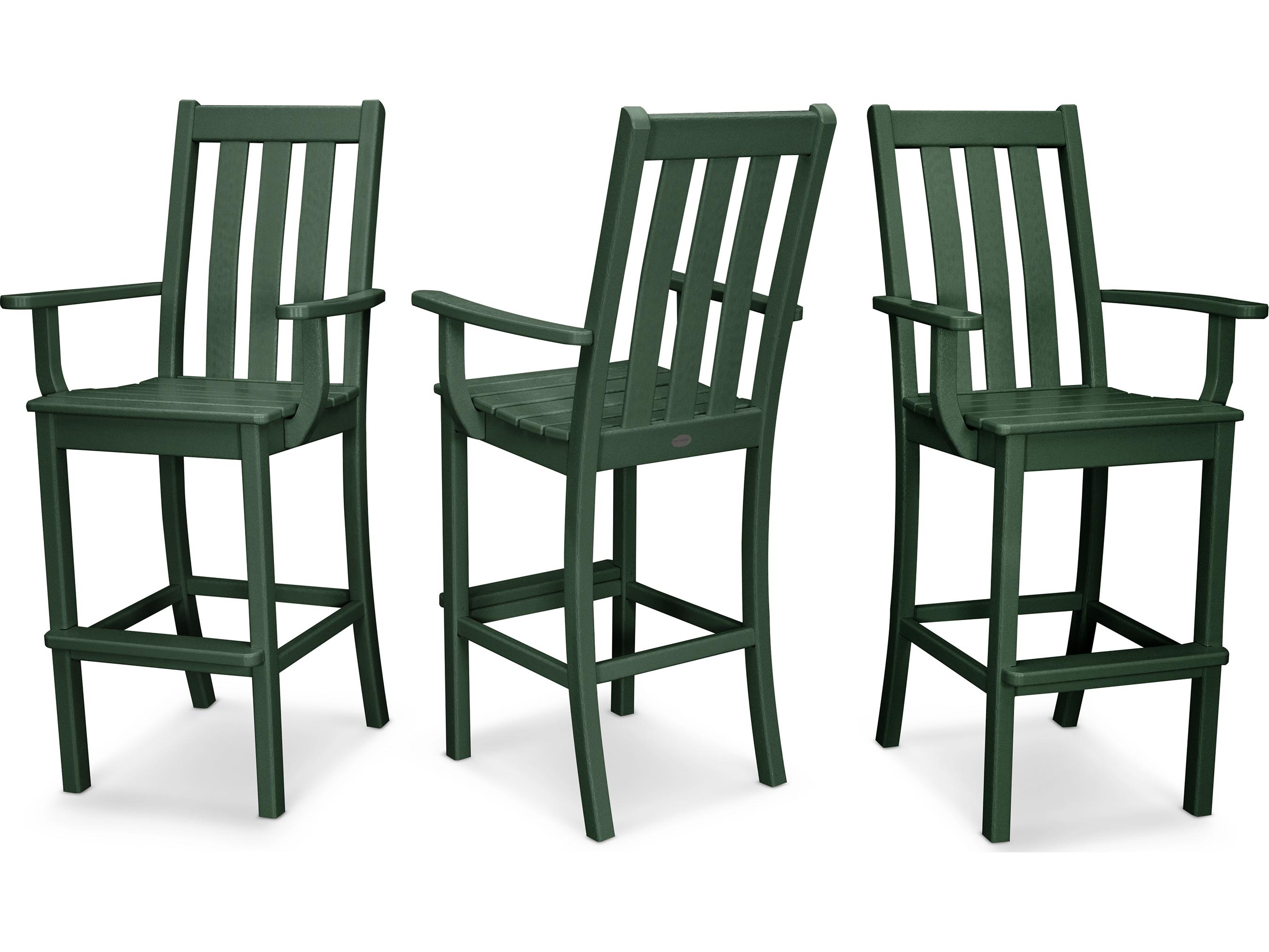 POLYWOOD® Vineyard Recycled Plastic 3 Pack Patio Bar Arm Chair