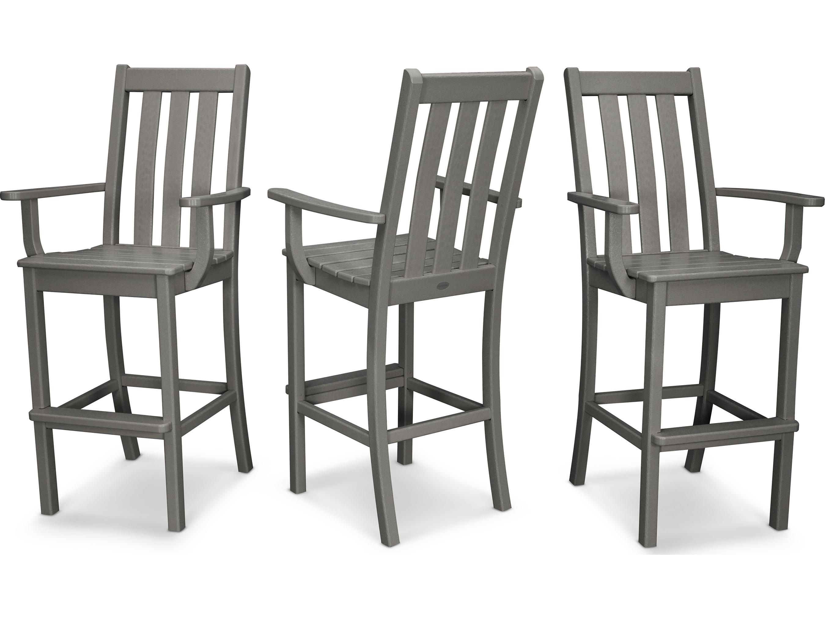 POLYWOOD® Vineyard Recycled Plastic 3 Pack Patio Bar Arm Chair