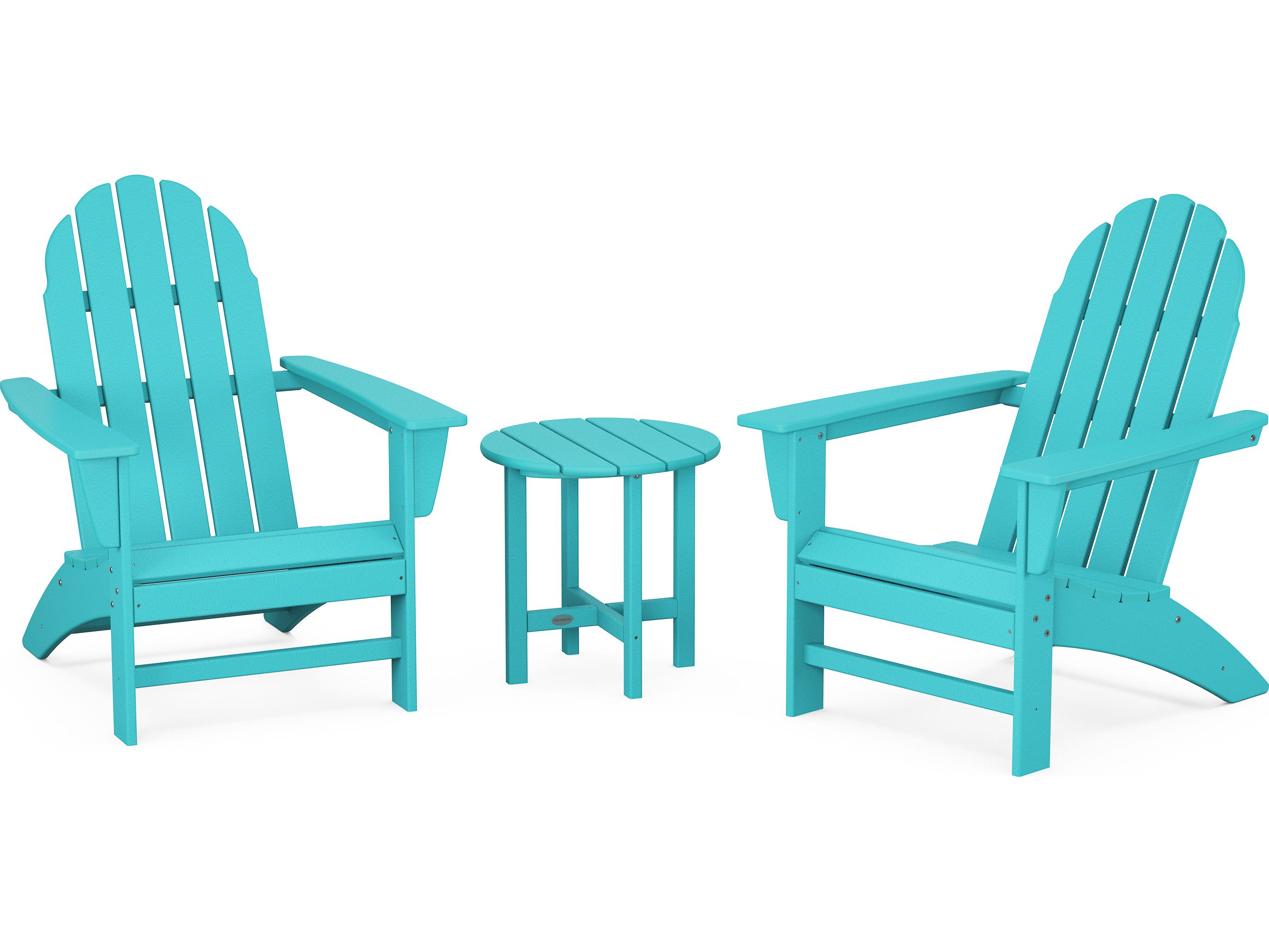 POLYWOOD® Vineyard Recycled Plastic 3 Piece Adirondack Outdoor Patio Lounge Set